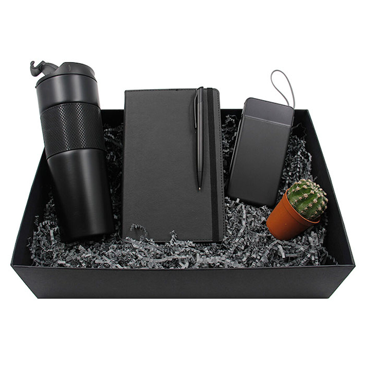 Minimalist Dörtlü Vip Hediye Seti / Ajanda, Kalem, Termos ve Powerbank