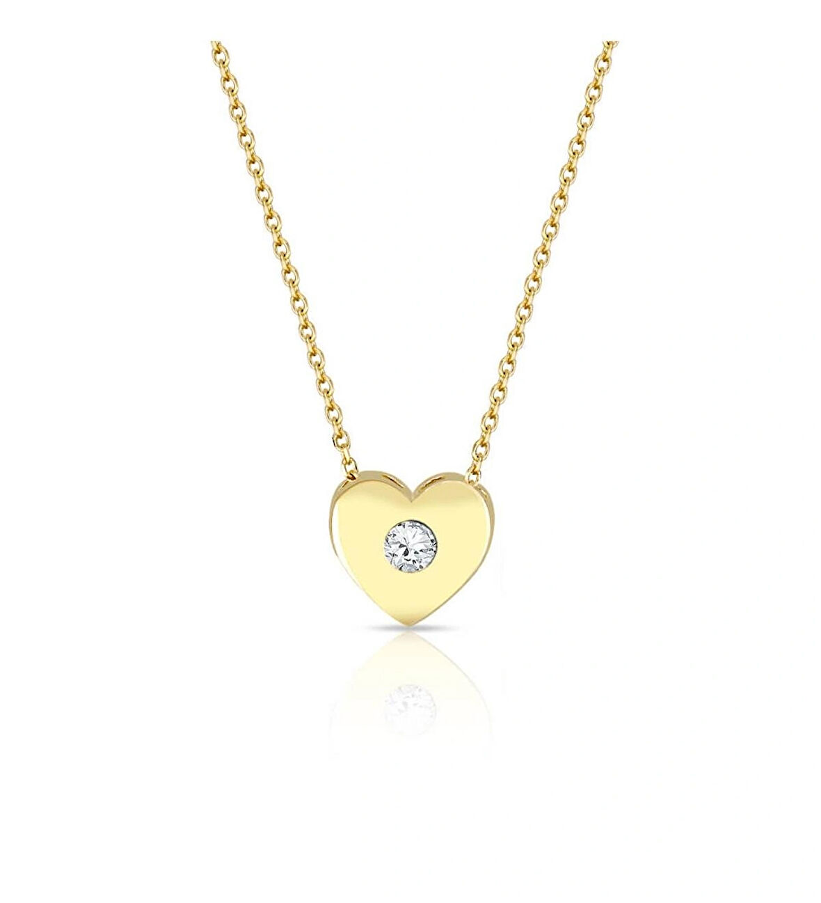 Tektaşlı Kalp Altın Kolye