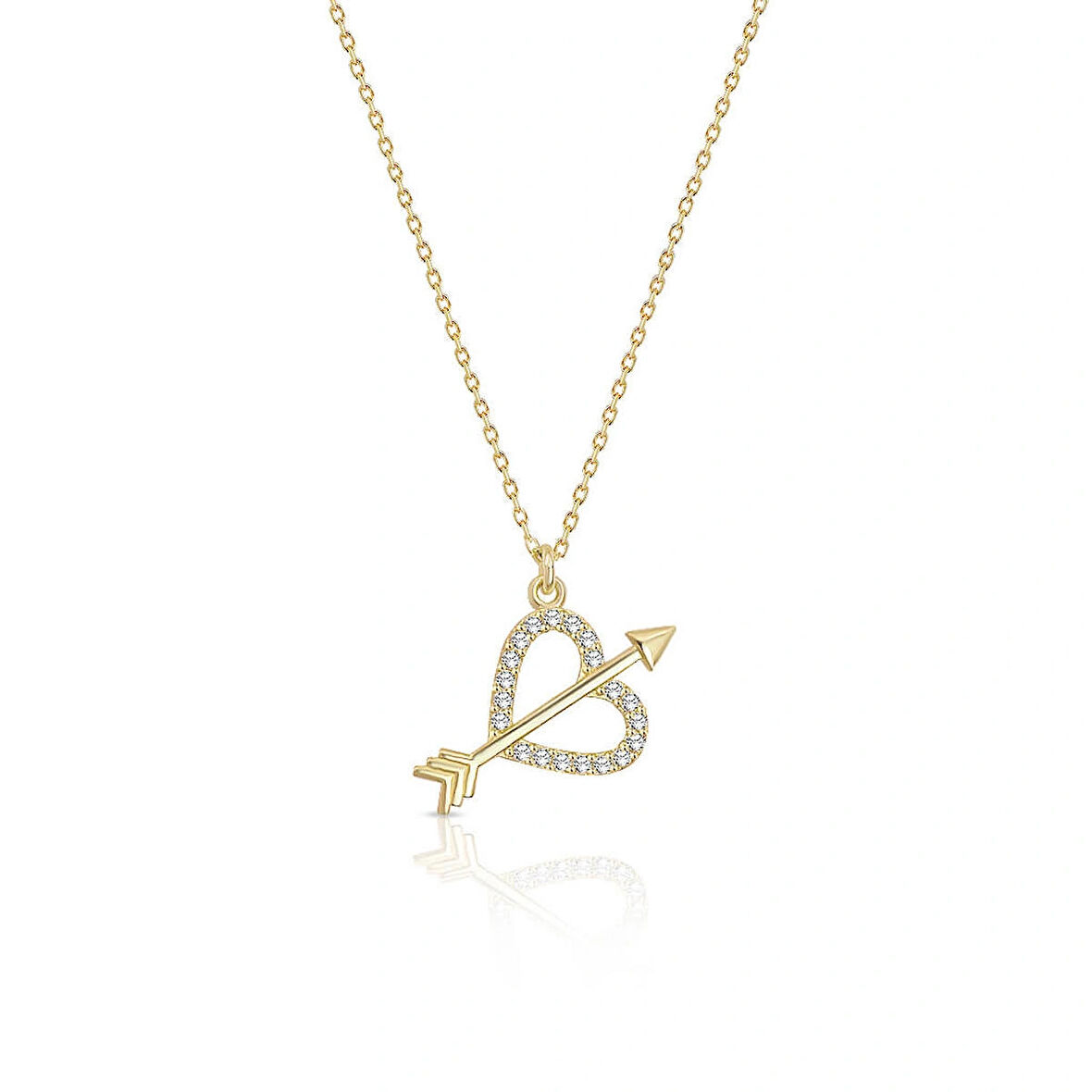 Kalp Oku Taşlı Altın Kolye