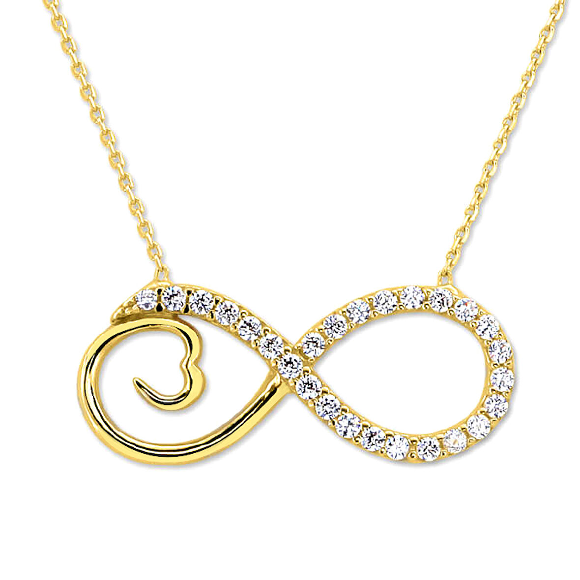 Altın 14 Ayar Kalp Detaylı Sonsuzluk Kolye (KLY0008)