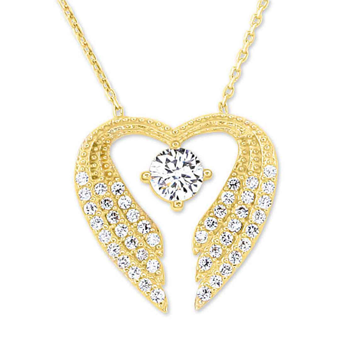 Altın Kanat Tasarımlı Kalp Kolye (KLY0017)