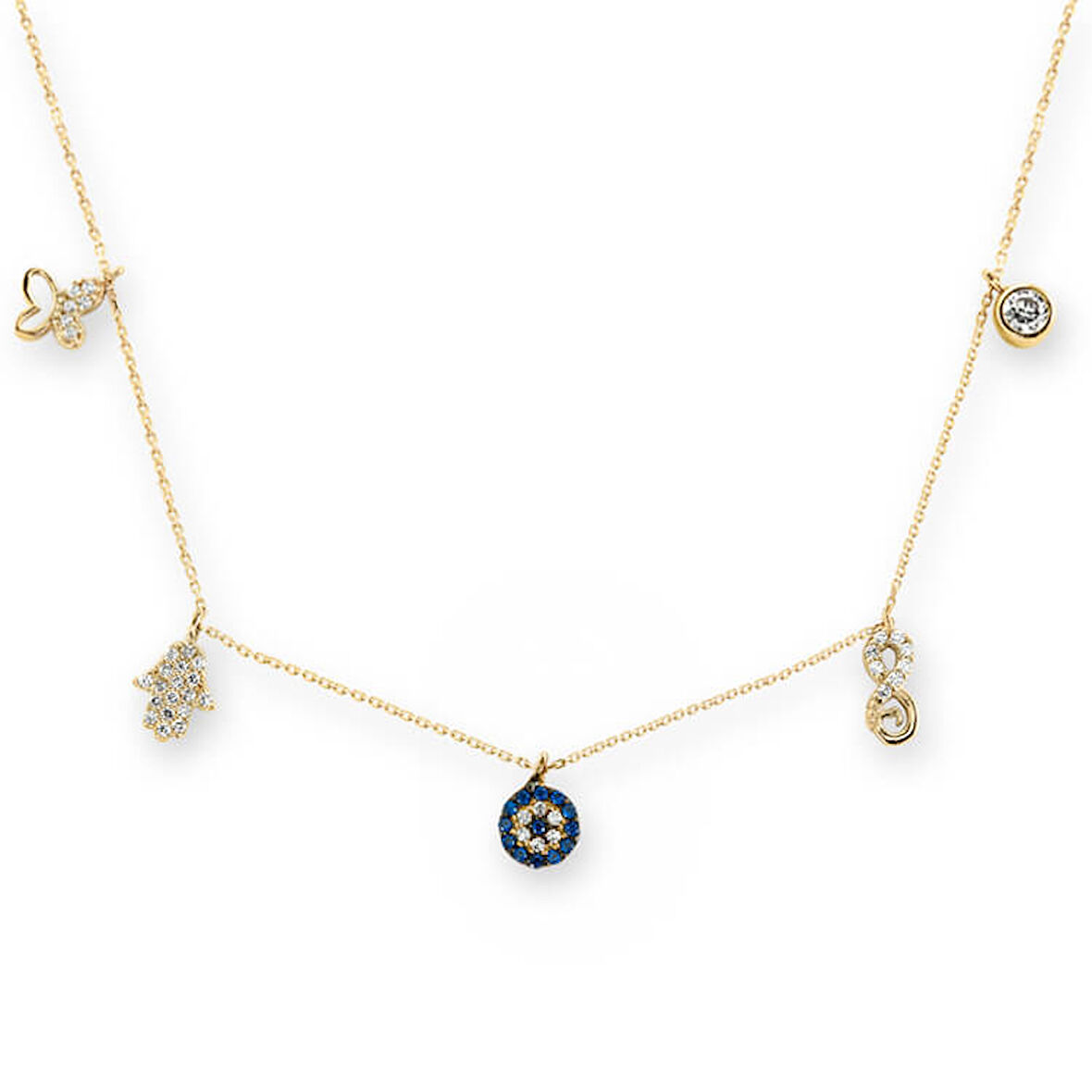 Nazar Boncuğu Detaylı Altın Şans Kolye (KLY0034)