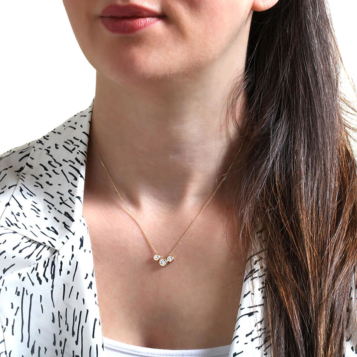 Altın 3 Taşlı Tria Kolye (KLY0039)