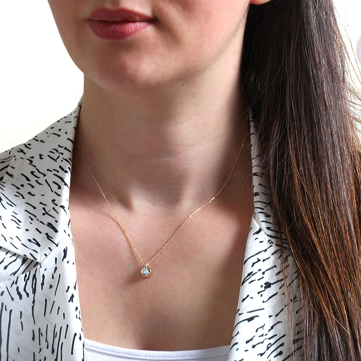 Altın Tektaş Zirkon Taşlı Kolye (KLY0040)