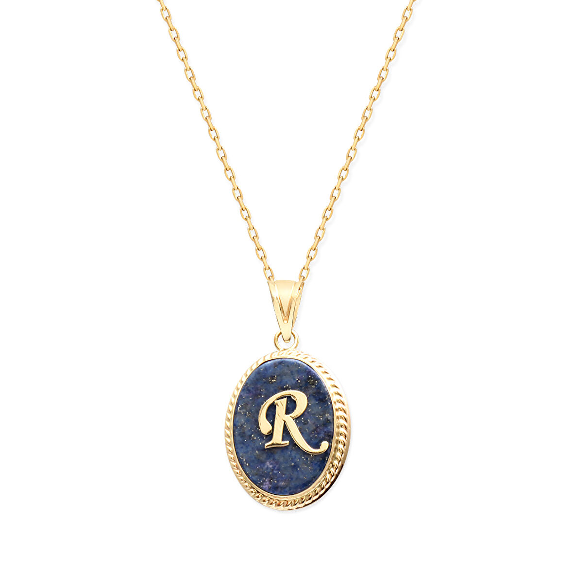 R Harfi Altın Lapis Kolye (KLY0111)