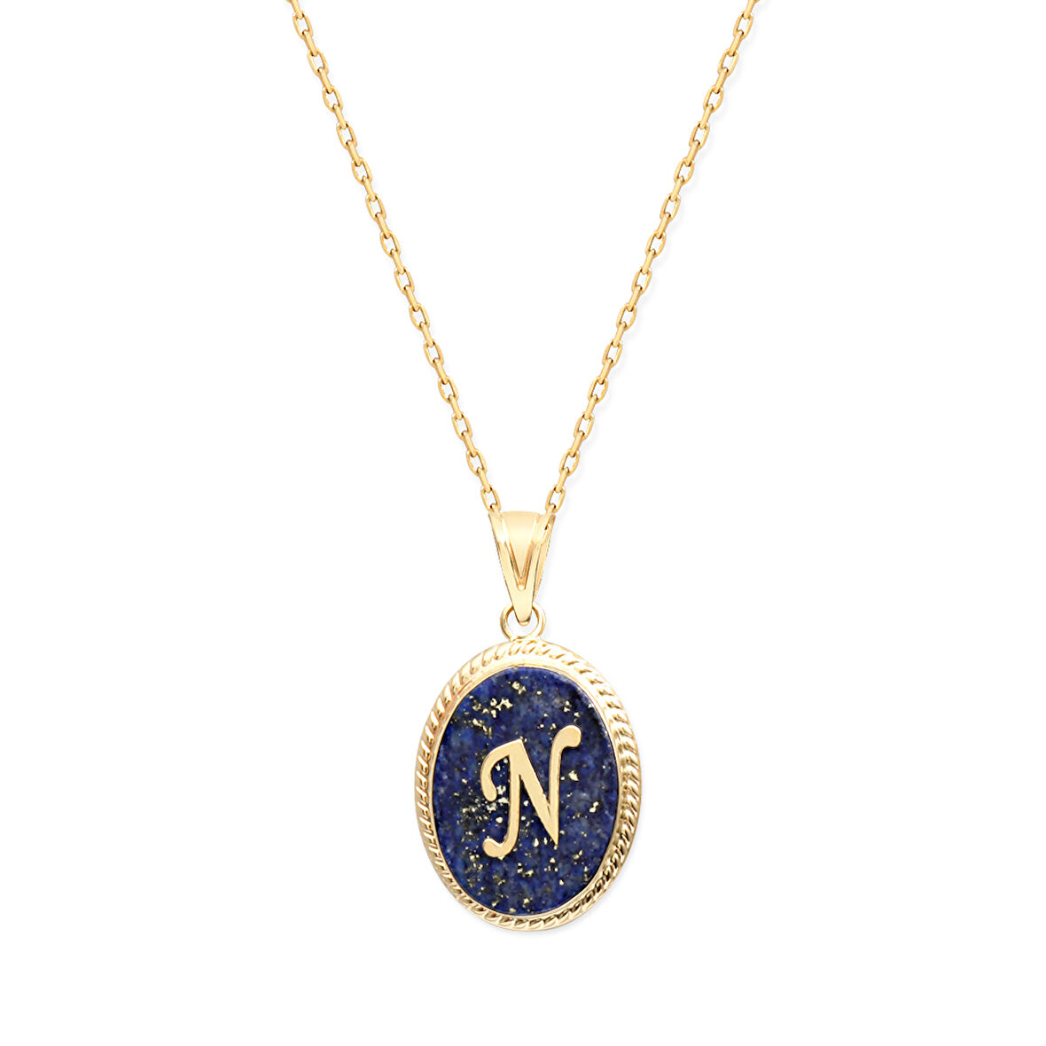 N Harfi Altın Lapis Kolye (KLY0115)
