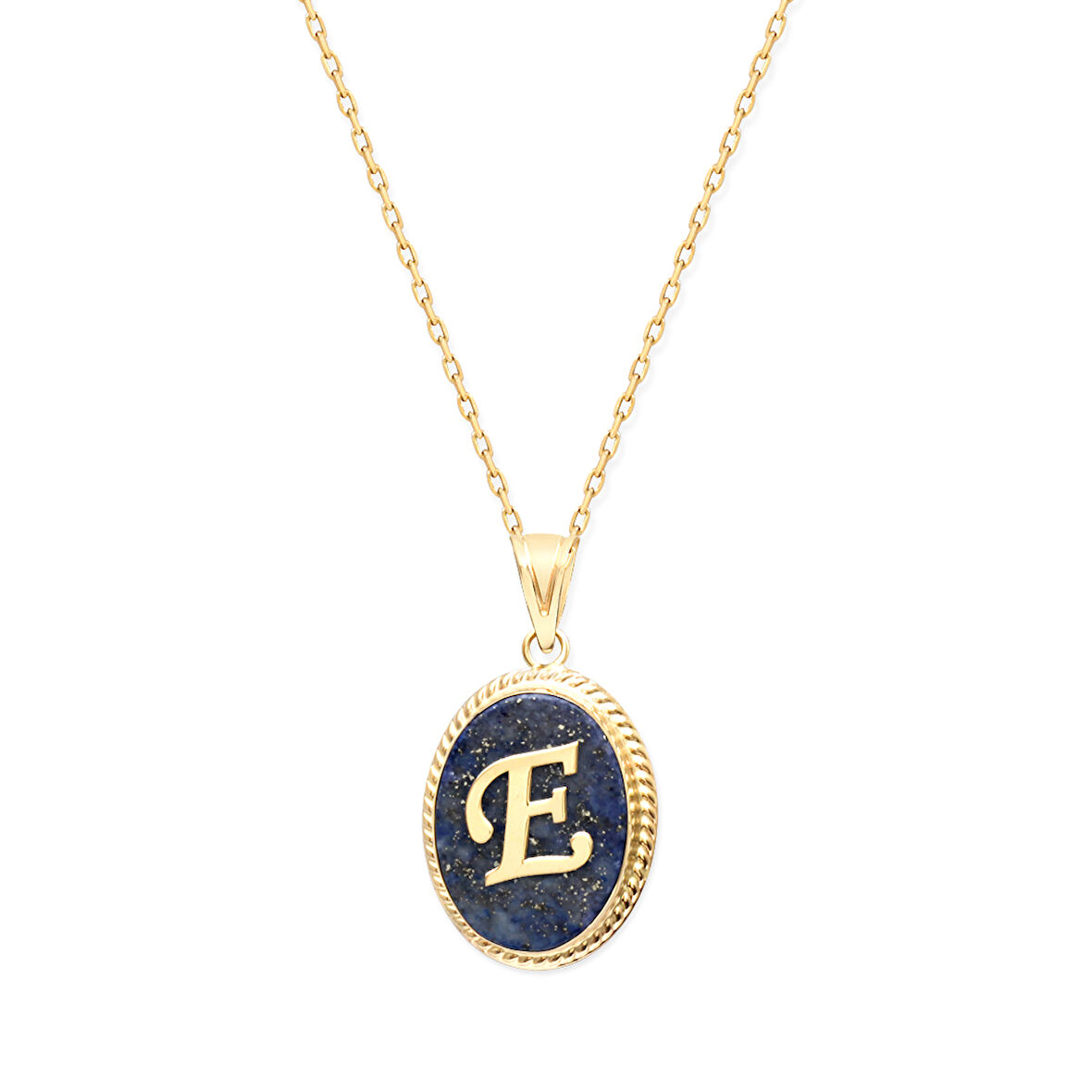 E Harfi Altın Lapis Kolye (KLY0125)