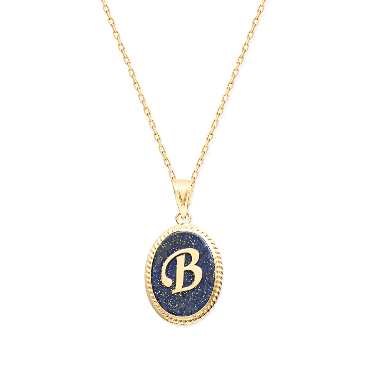B Harfi Altın Lapis Kolye (KLY0129)