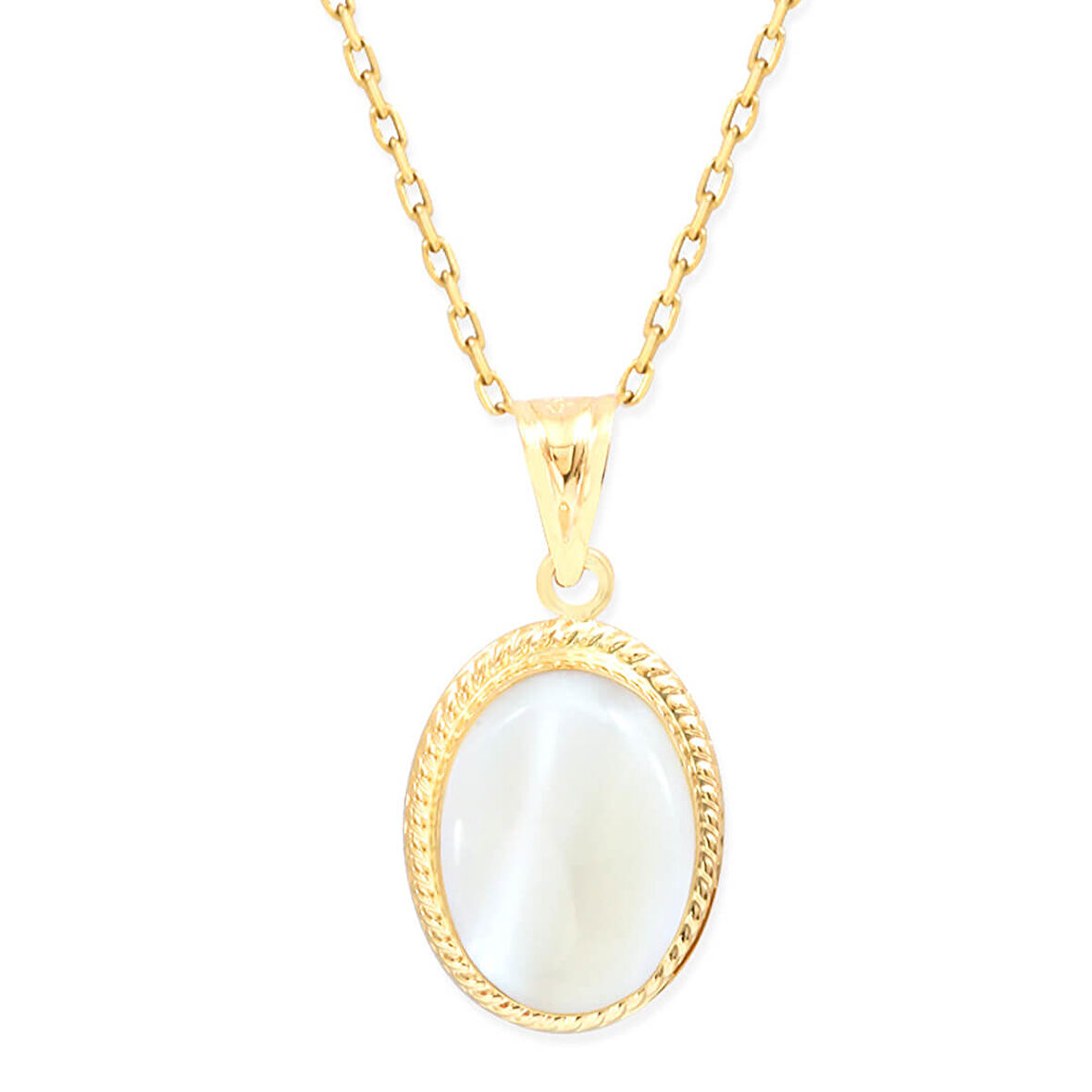 2.7 Cm Oval Ay Taşı Altın Nostalji Kolye (KLY0132)