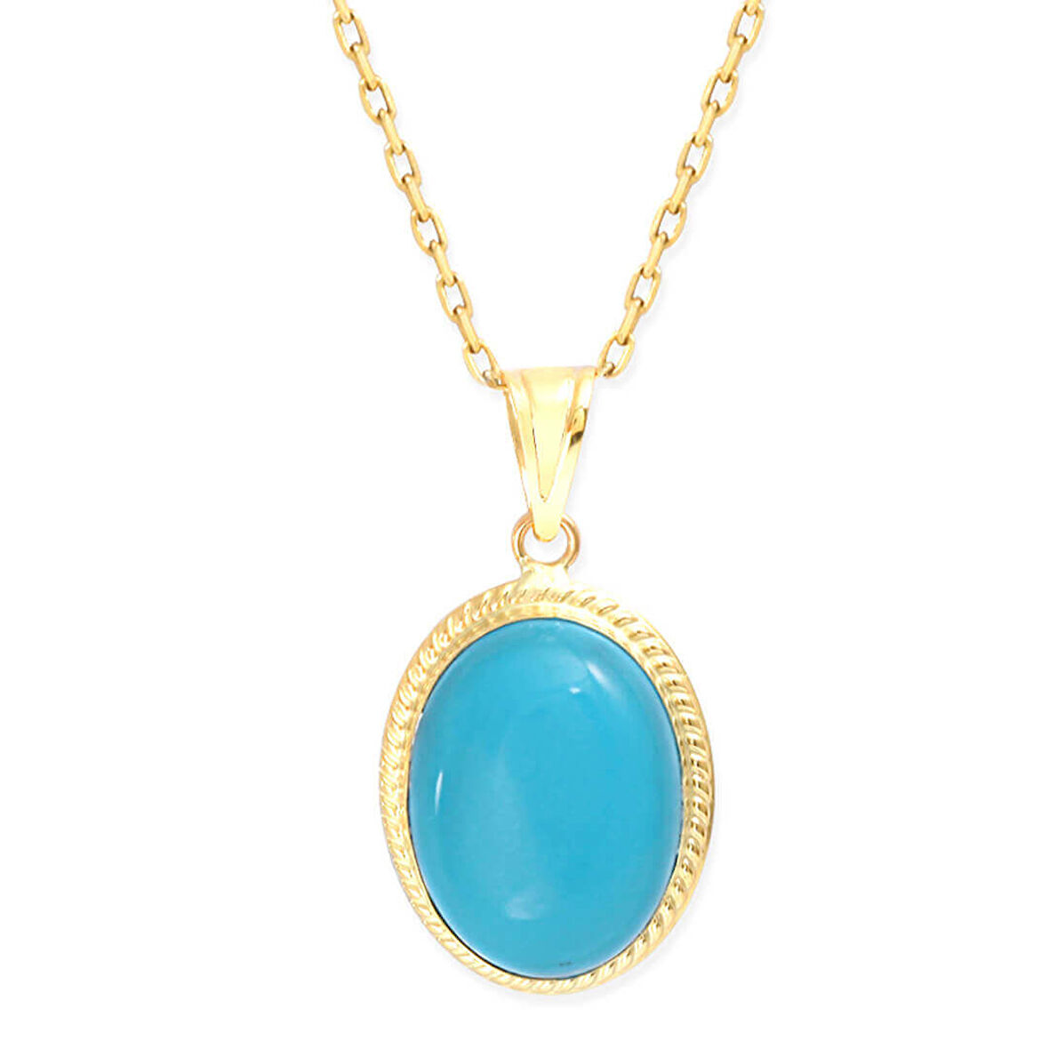 2.8 Cm Altın Nostalji Firuze Taşlı Kolye (KLY0136)