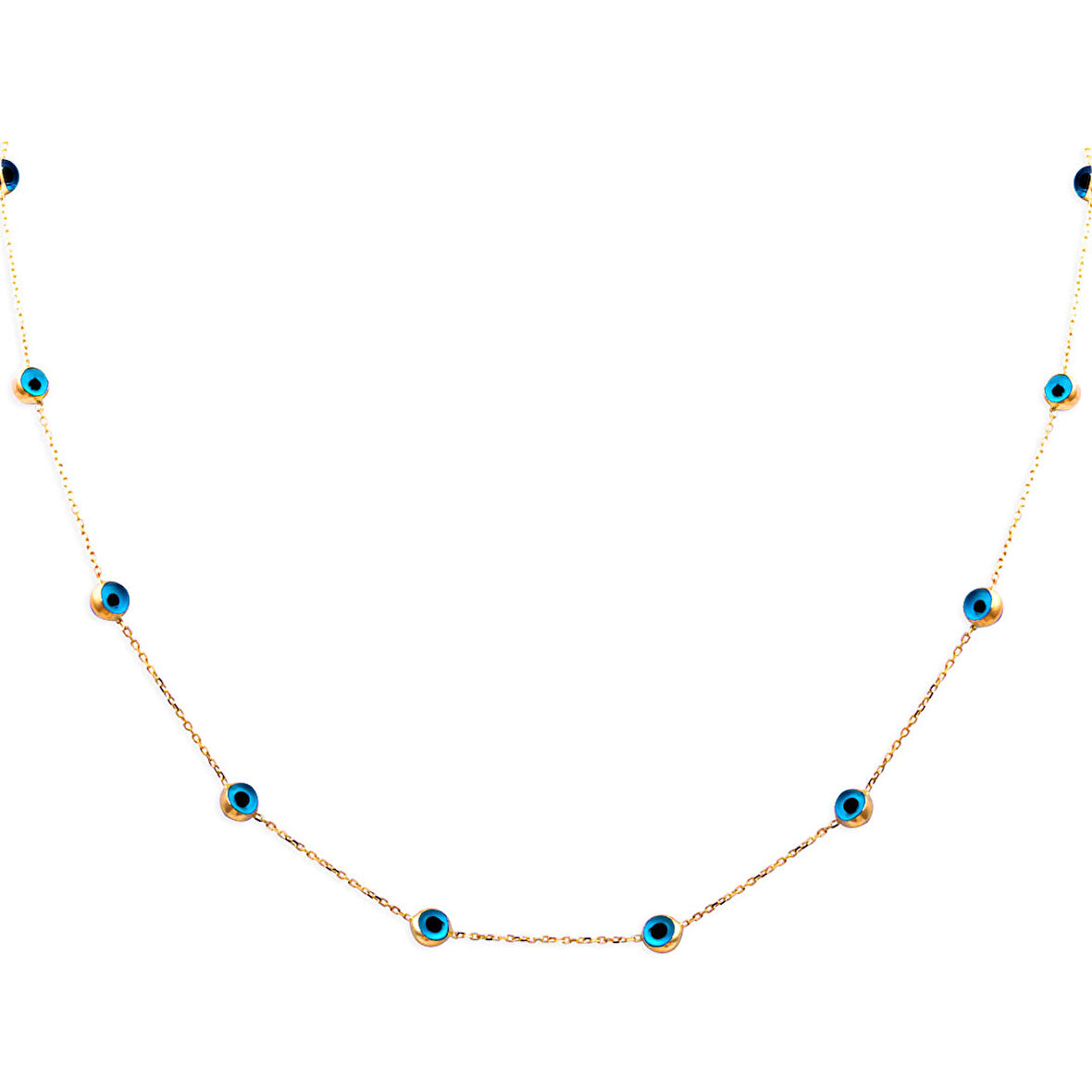 Altın Göz Boncuklu Spor Kolye (KLY0249)