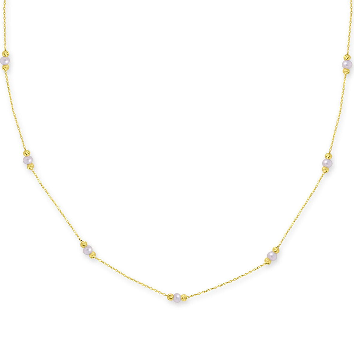 Altın İncili Zincir Kolye (KLY0273)