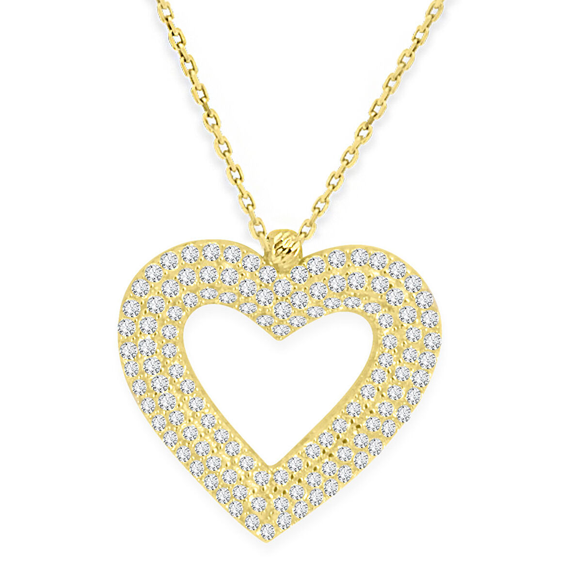 Zirkon Taşlı Altın Kalp Kolye (KLY0300)