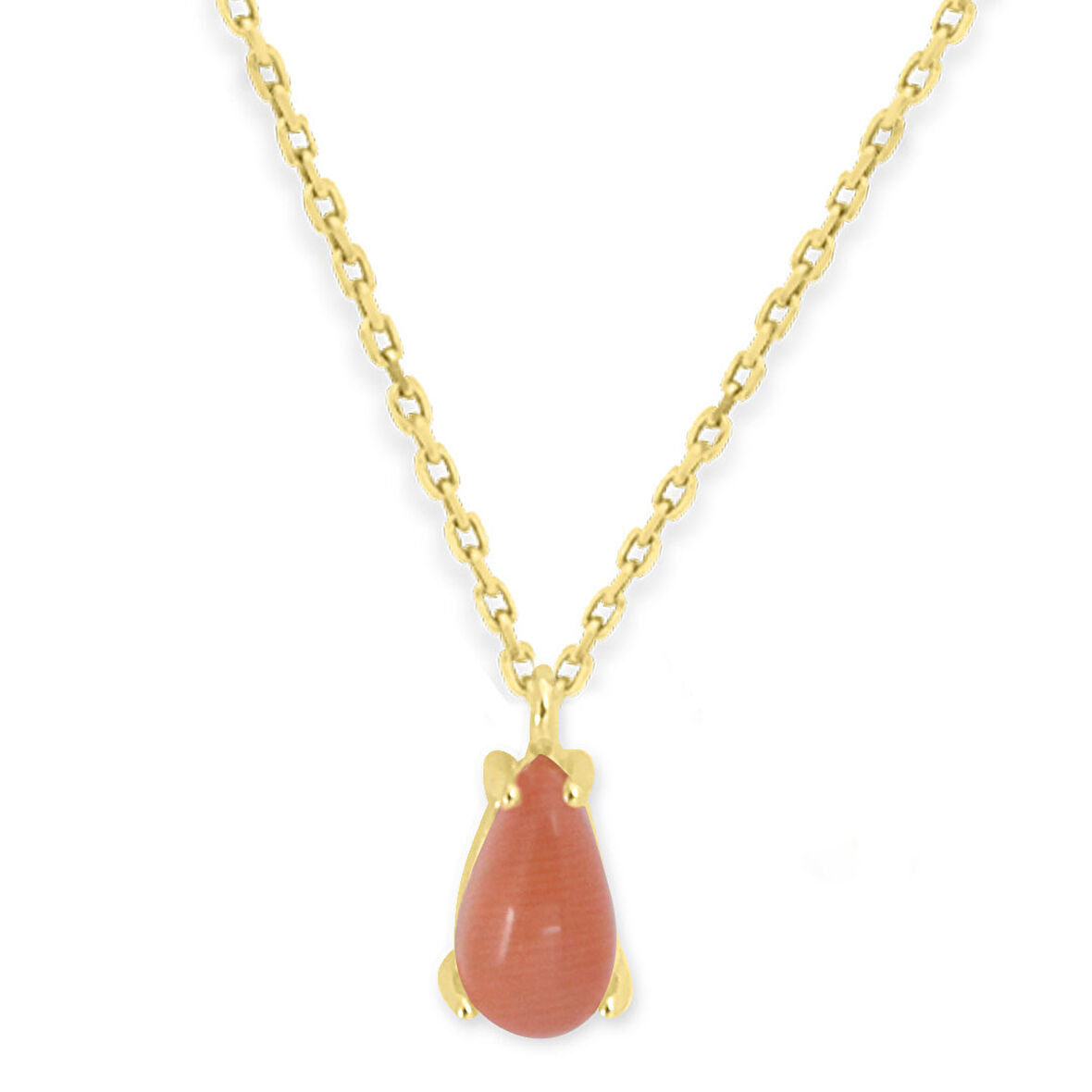 Turuncu Damla Taşlı Altın Minimal Kolye (KLY0317)