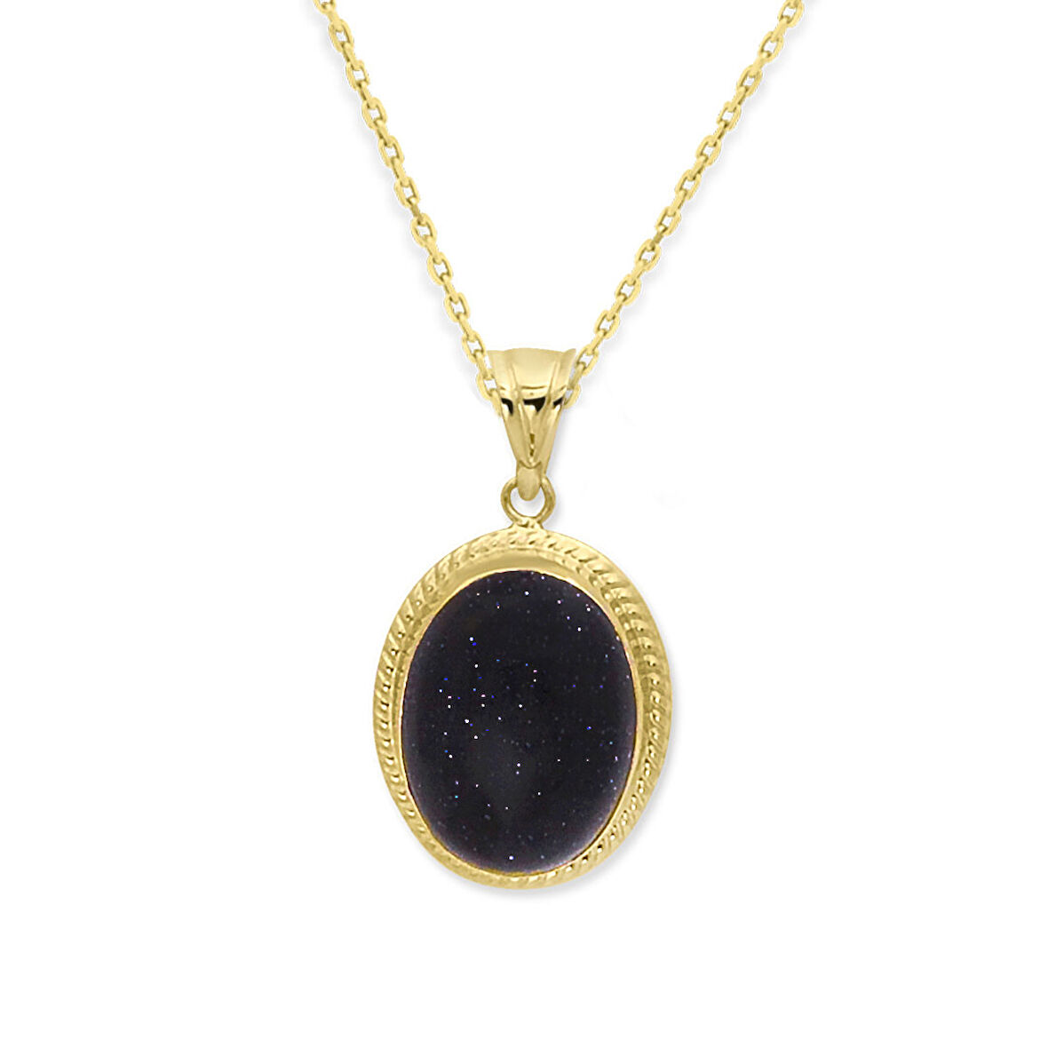 Büyük Boy Simli Taşlı Nostalji Altın Kolye (KLY0341)