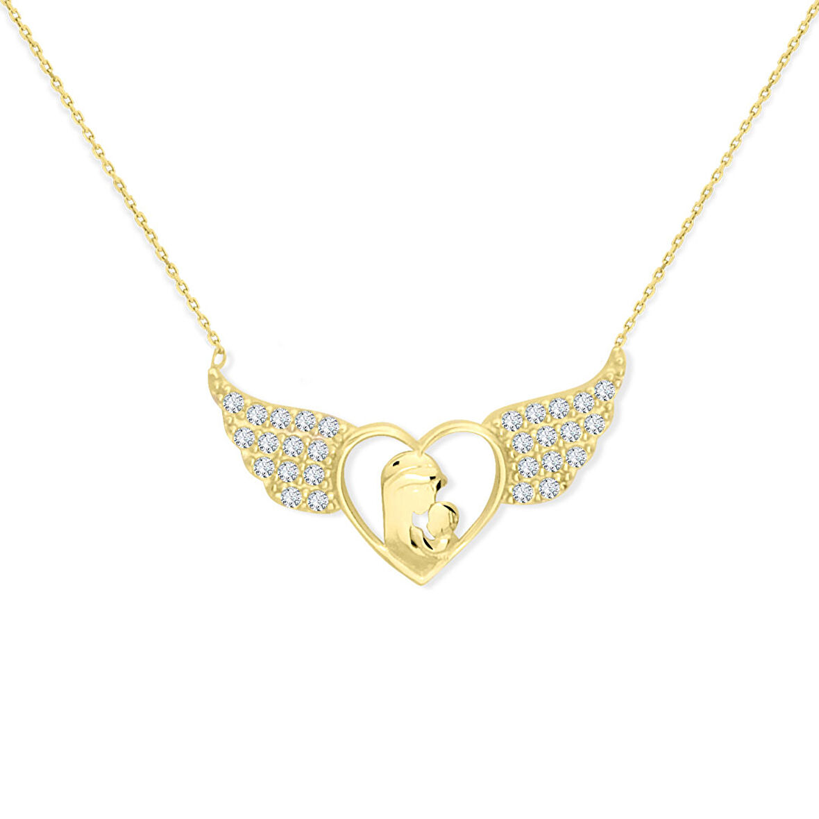 Altın Anne Çocuk Kanat Kolye (KLY0370)