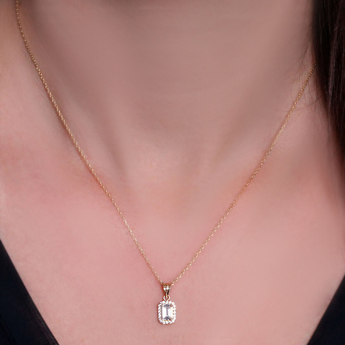 Altın 14 Ayar Minimal Baget Kolye (KLY0371)