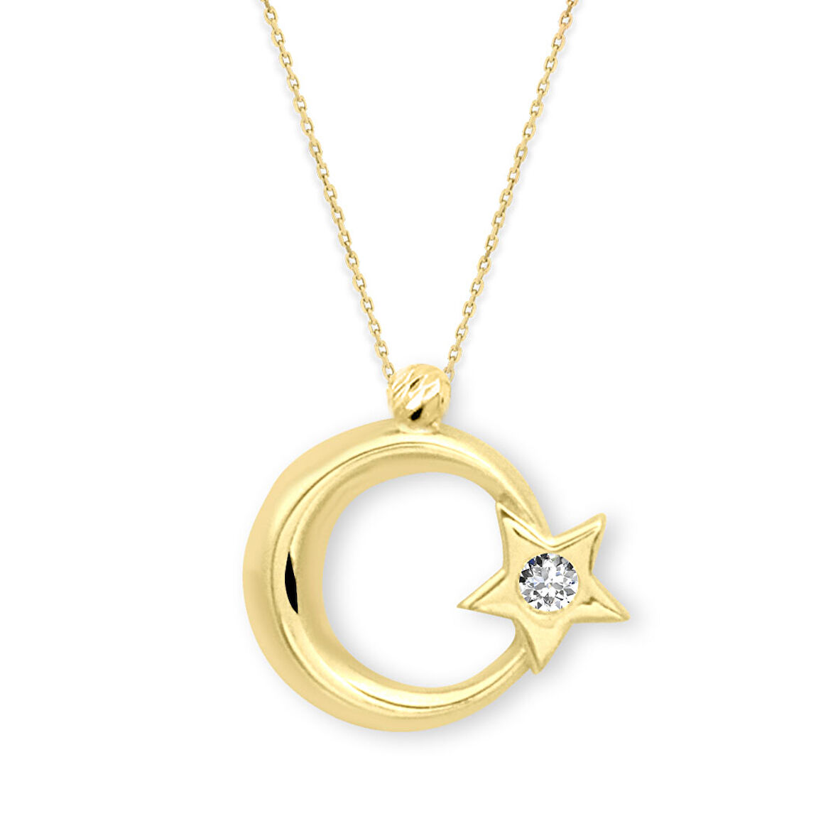 Altın Ay Yıldız Minimal Kolye (KLY0377)
