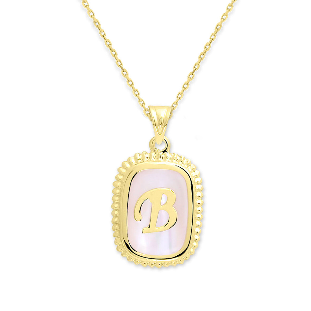 Beyaz Sedefli Altın Harf Kolye (A-Z &apos;ye) (KLY0378)