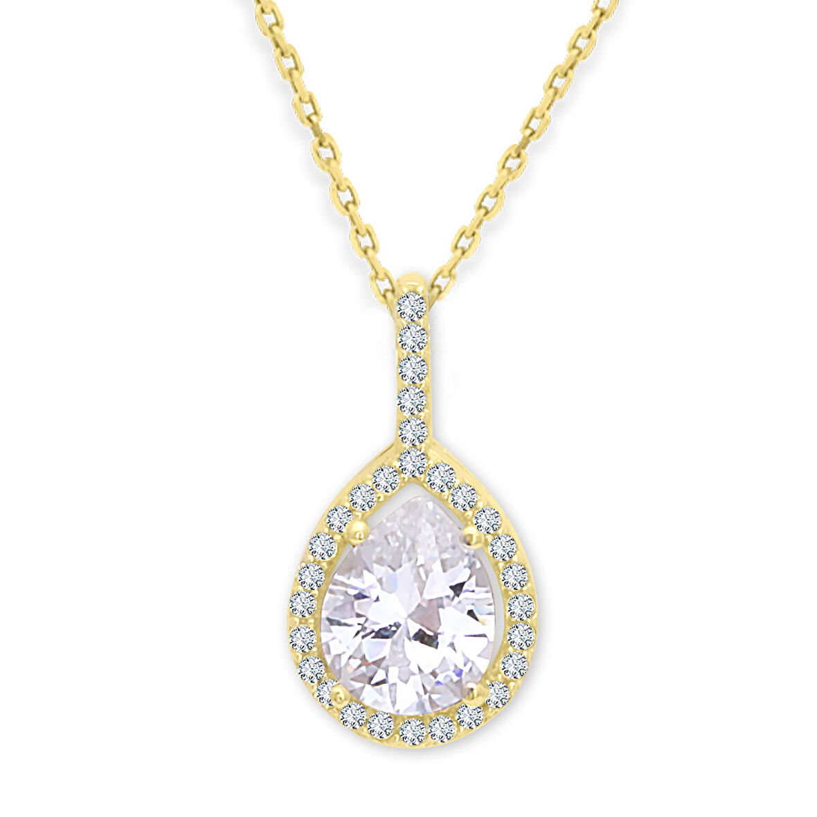 Altın Damla Taşlı Kolye (KLY0393)