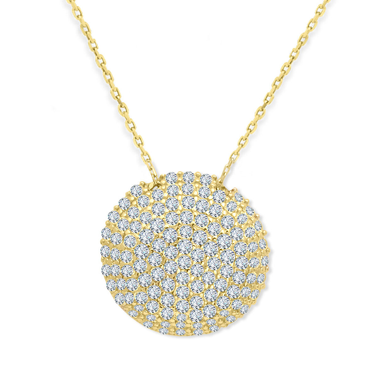 Bombeli Altın Çok Taşlı Yuvarlak Kolye (KLY0406)