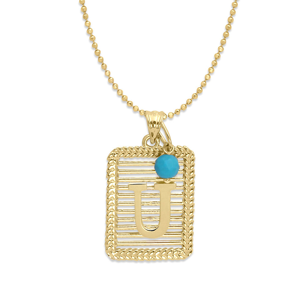 Tasarım Yeni Model Altın U Harfi Kolye (KLY0497)