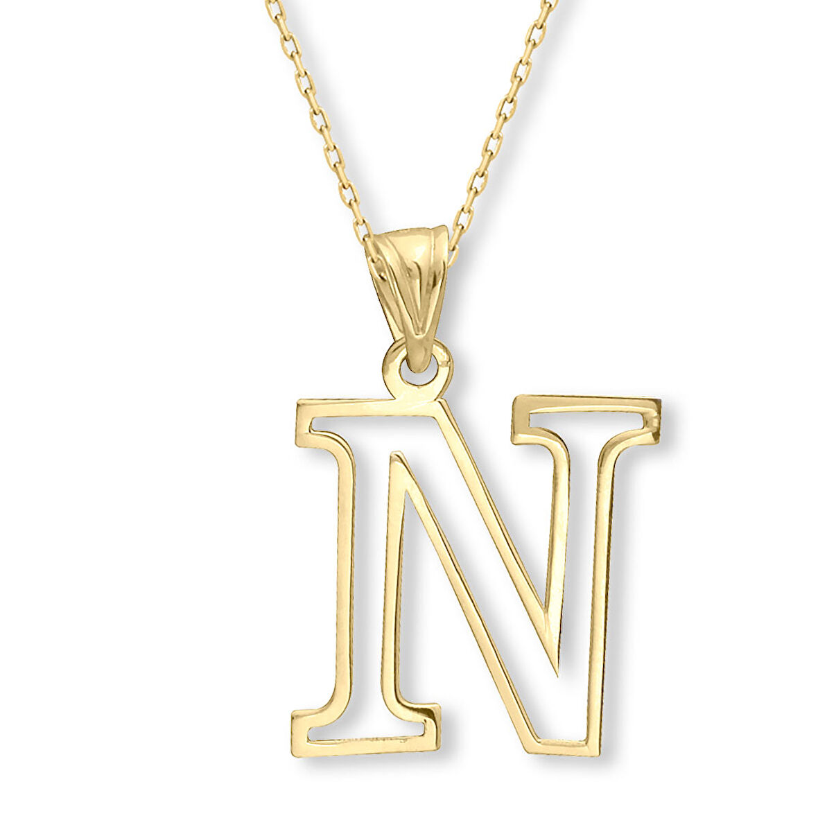 Altın Taşsız N Harfi Kolye (KLY0636)