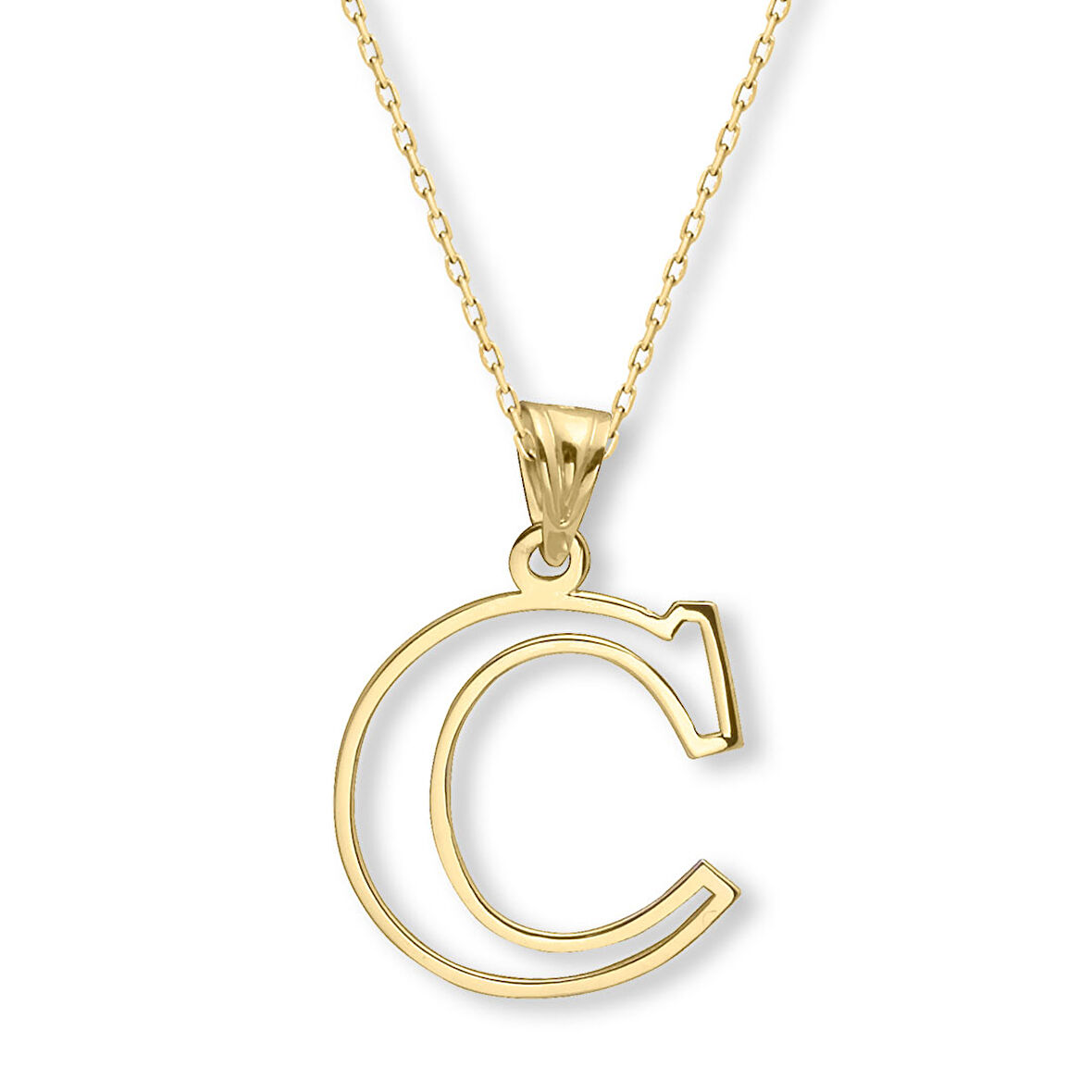 Altın Taşsız C Harfi Kolye (KLY0649)