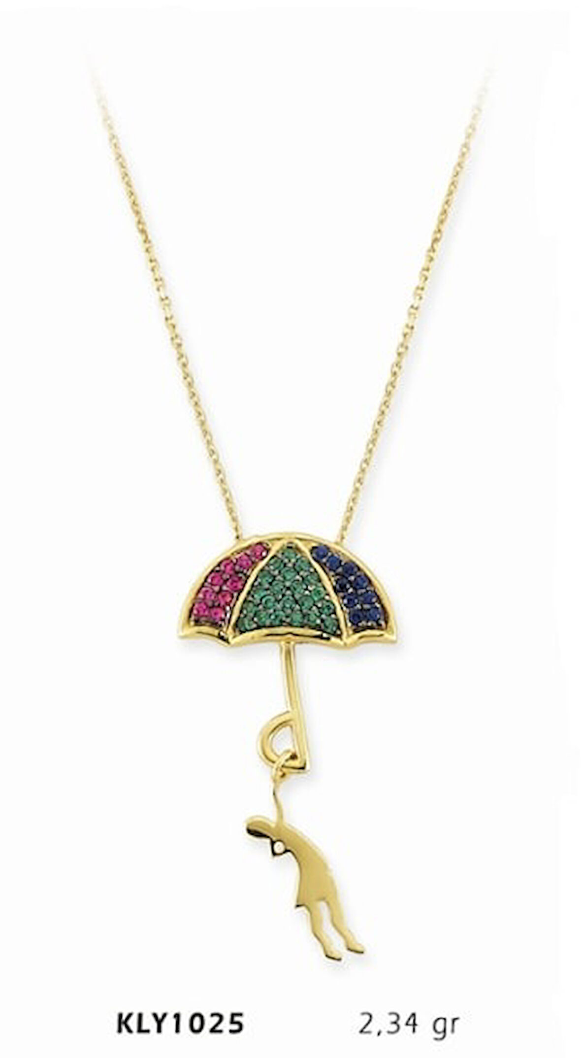 14 Ayar Altın Şemsiye Kolye KLY1025