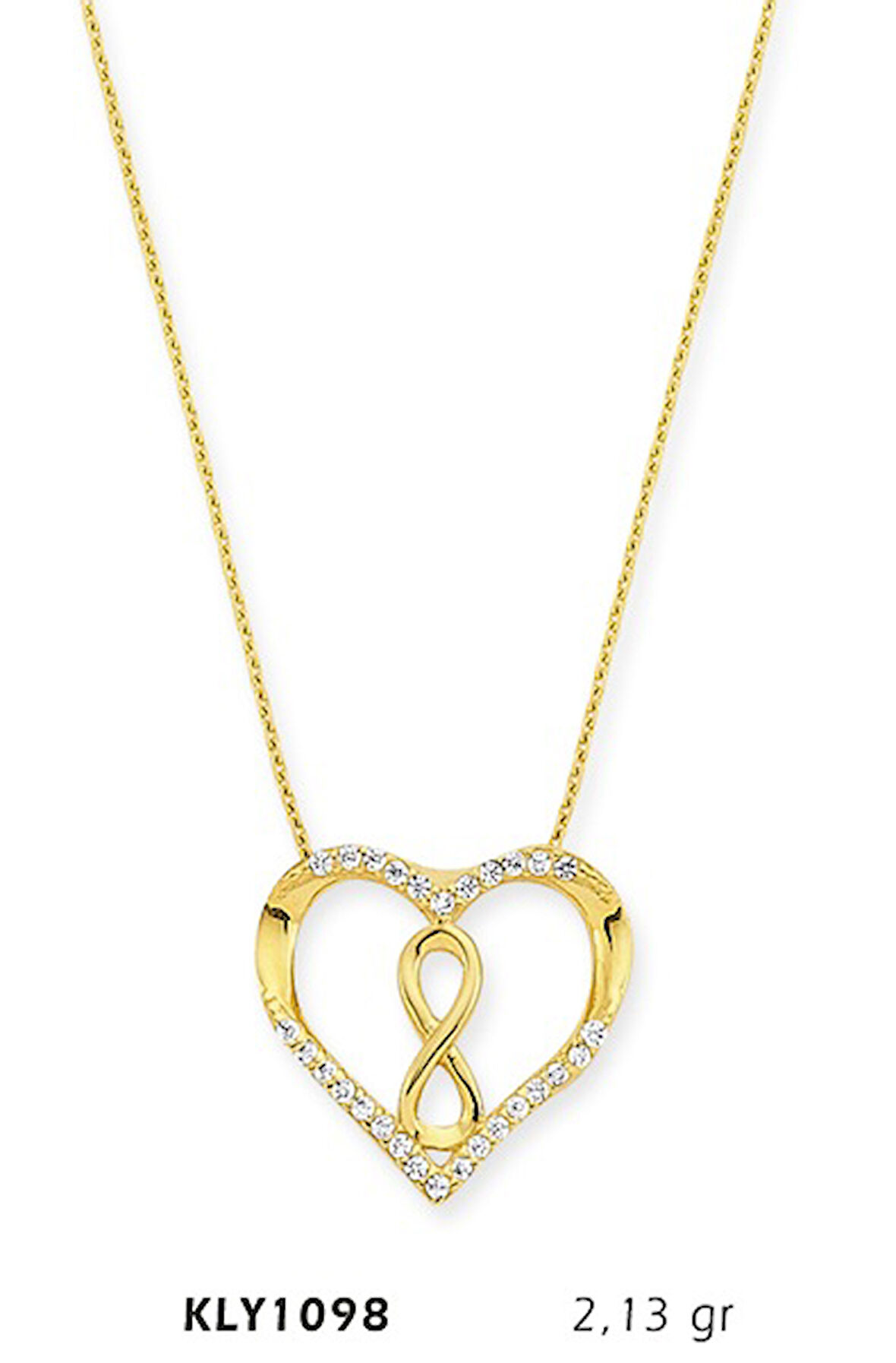 14 Ayar Altın Sonsuz Kalp Kolye KLY1098