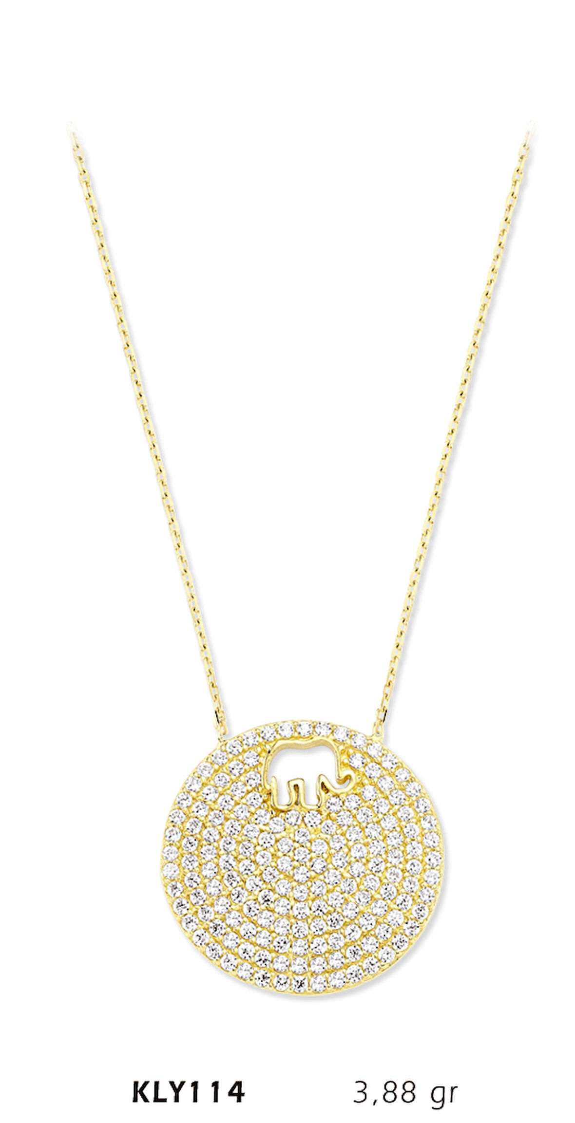 14 Ayar Altın Fil Daire Kolye KLY114