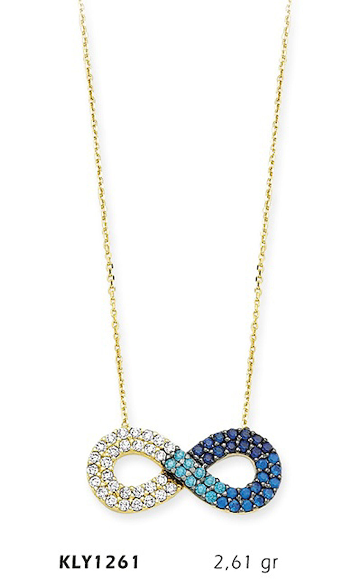 14 Ayar Altın Mavi Sonsuzluk Kolye KLY1261