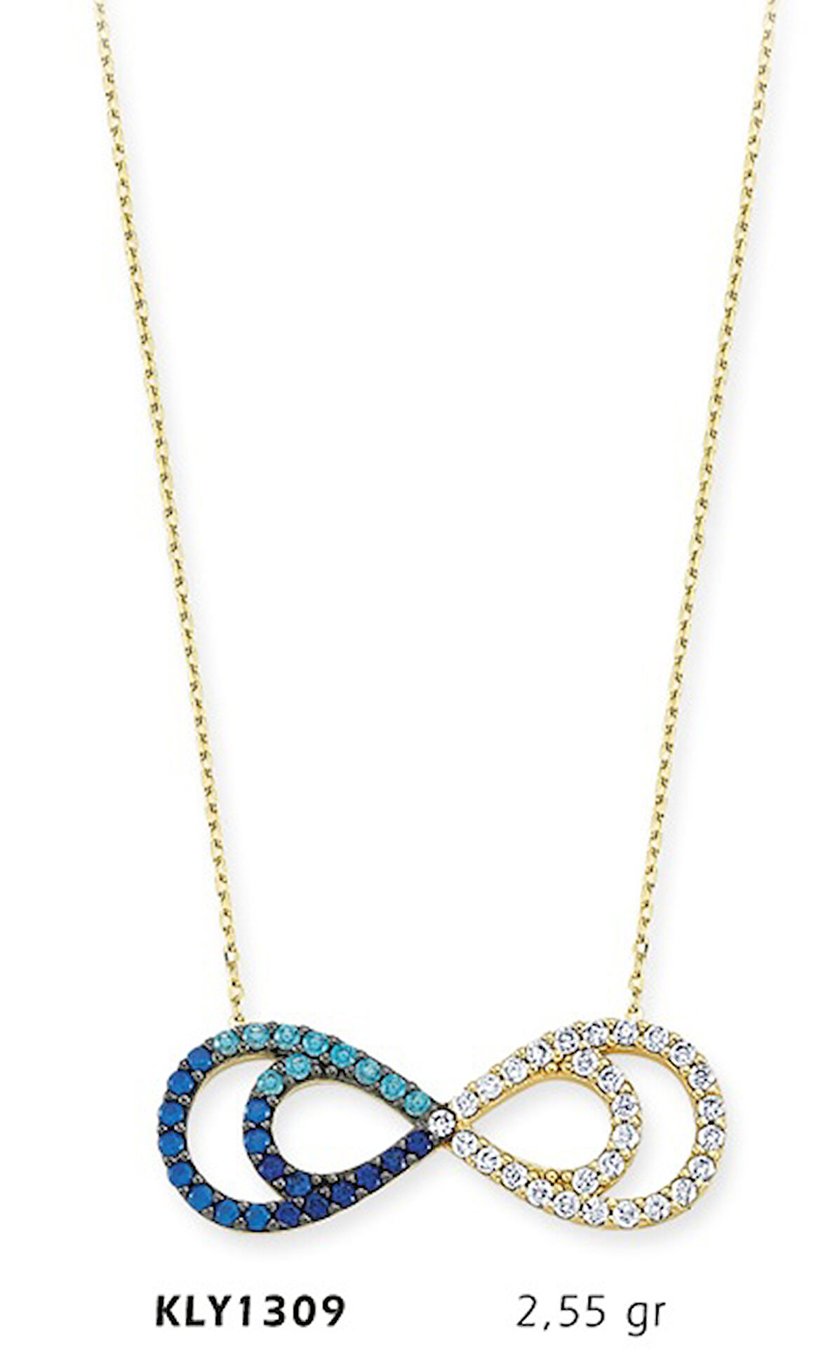 14 Ayar Altın Mavi Sonsuzluk Kolye KLY1309