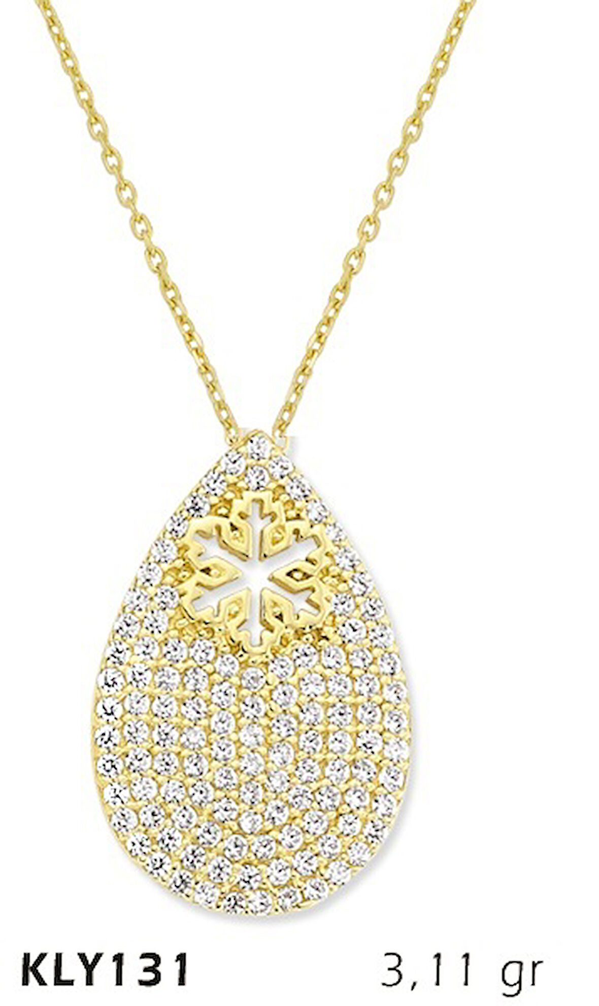 14 Ayar Altın Kar Tanesi Damla Kolye KLY131