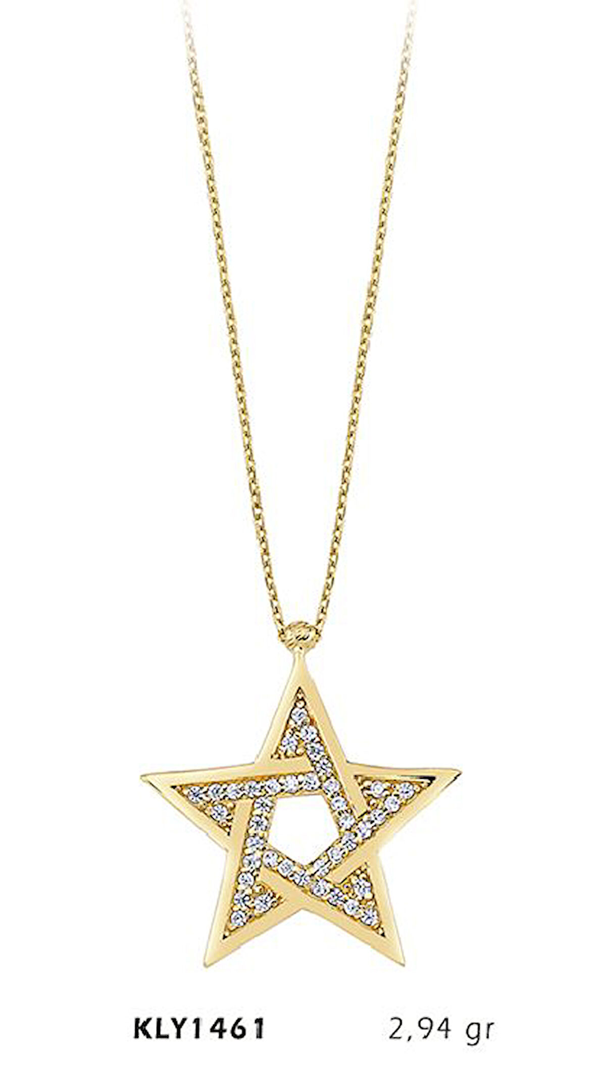 14 Ayar Altın Taşlı Yıldız Kolye KLY1461