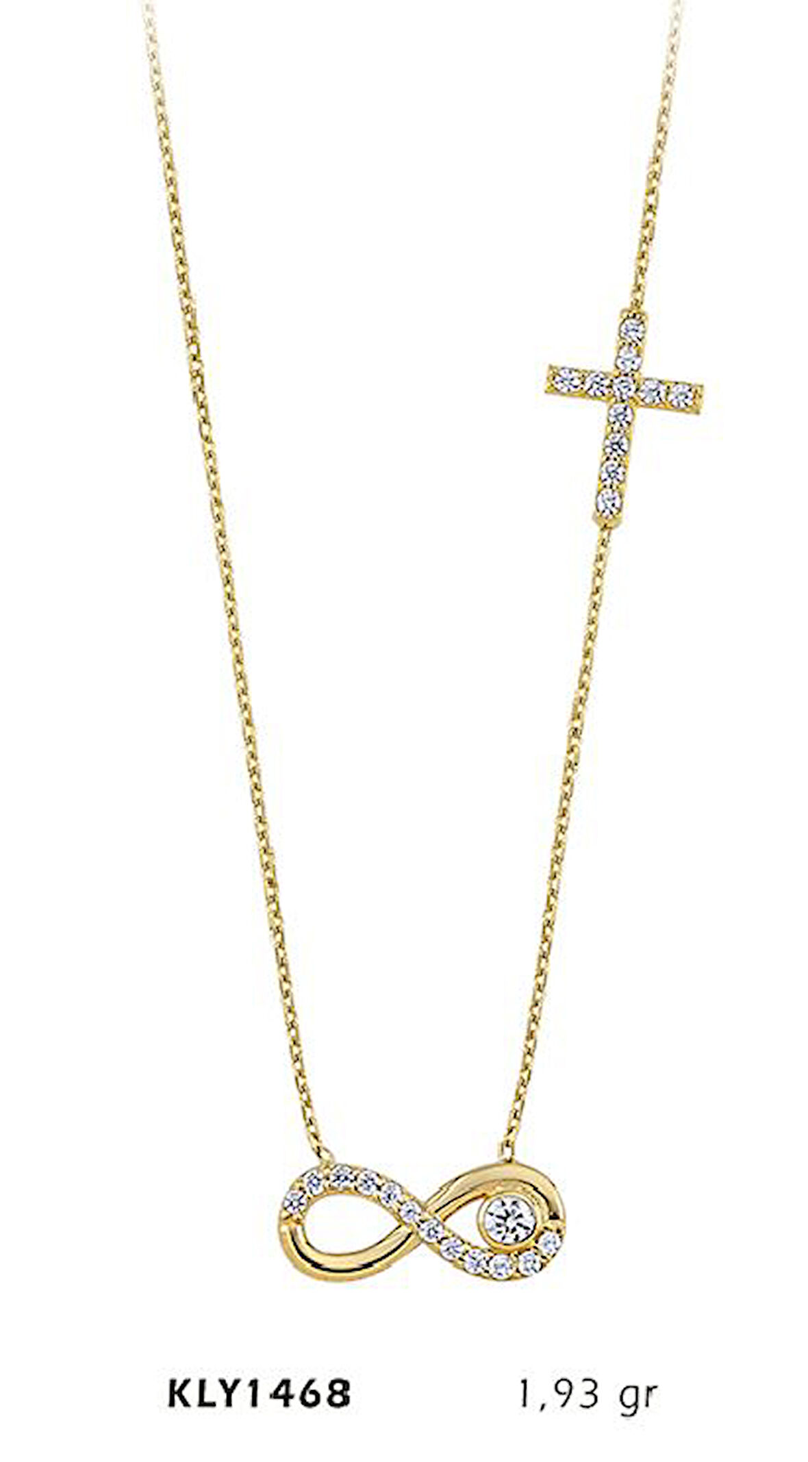 14 Ayar Altın Haç Sonsuzluk Kolye KLY1468