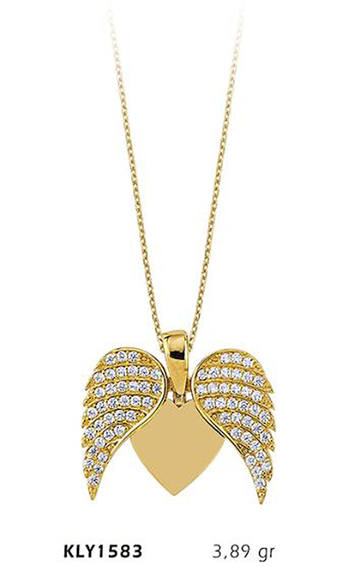 14 Ayar Altın Kanatlı Kalp Kolye KLY1583