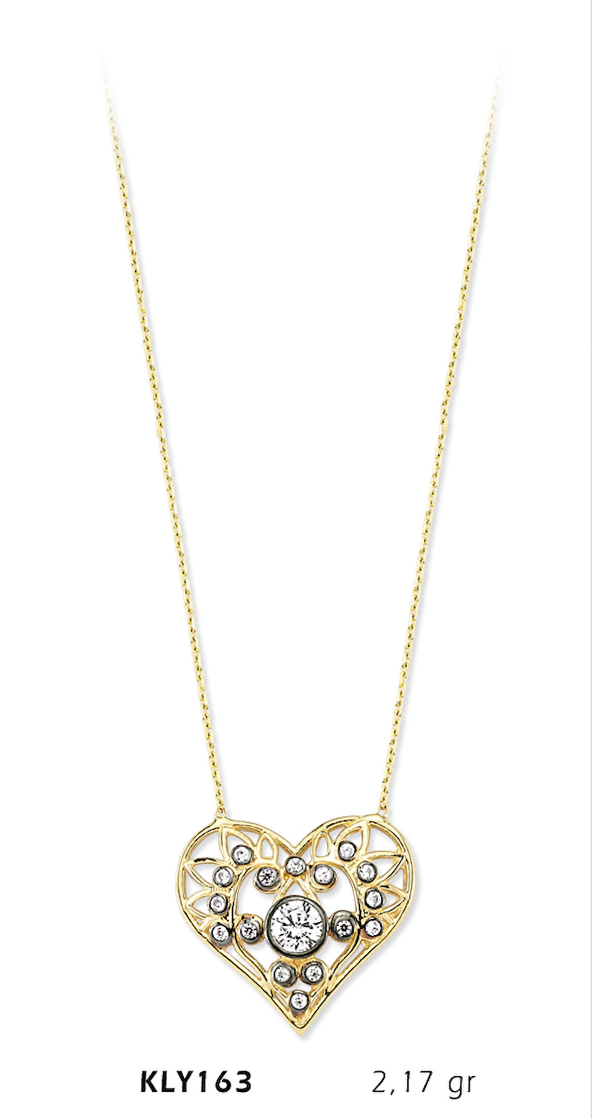 14 Ayar Altın Kalp Kolye KLY163