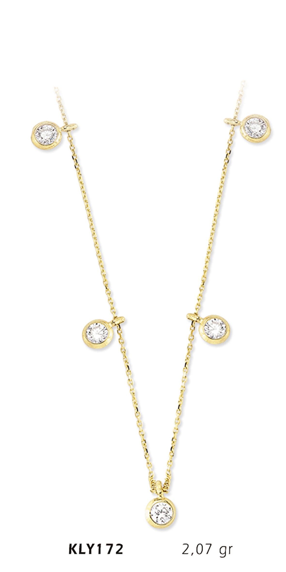 14 Ayar Altın Taşlı Şans Kolye KLY172