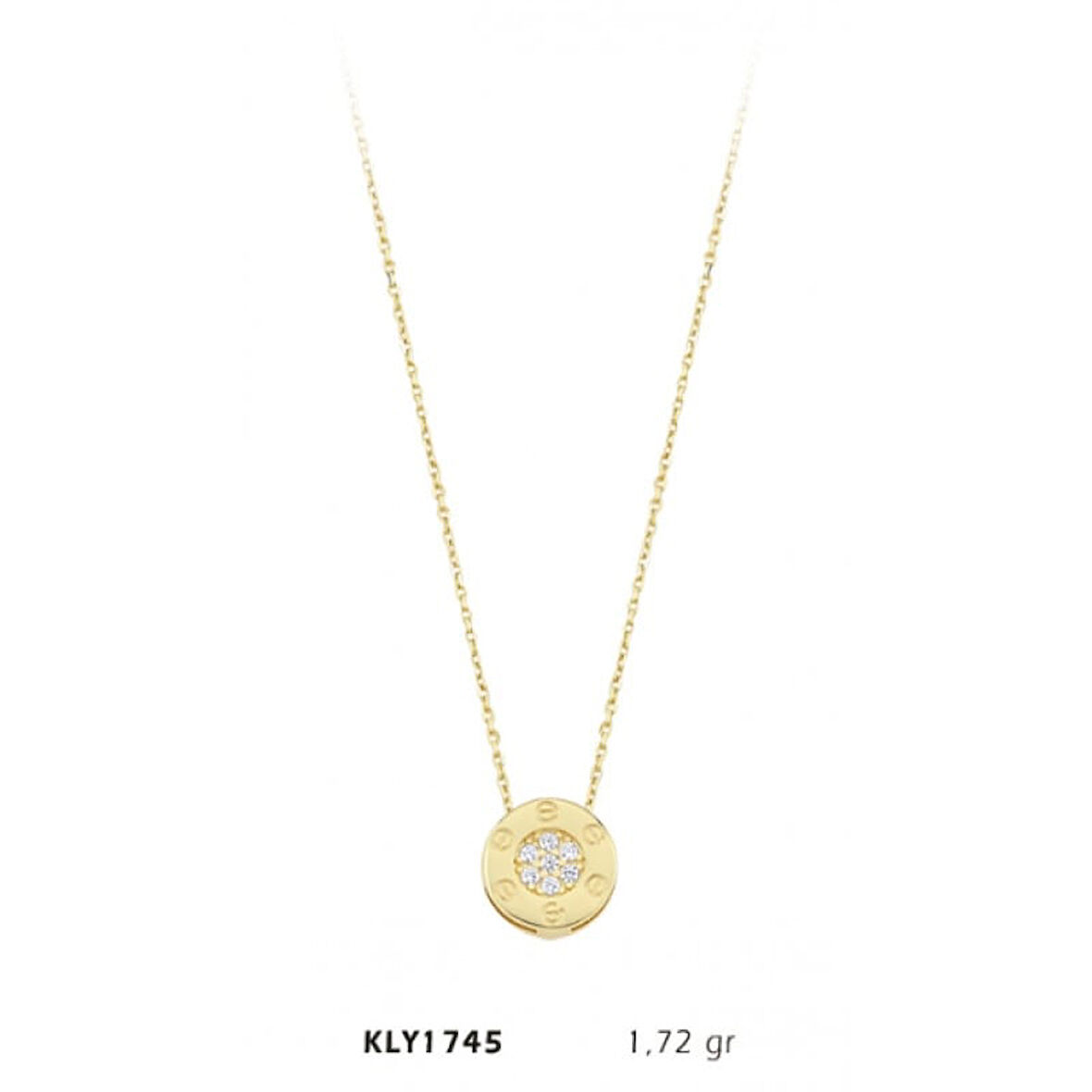 14 Ayar Halkalı Taş Altın Kolye KLY1745
