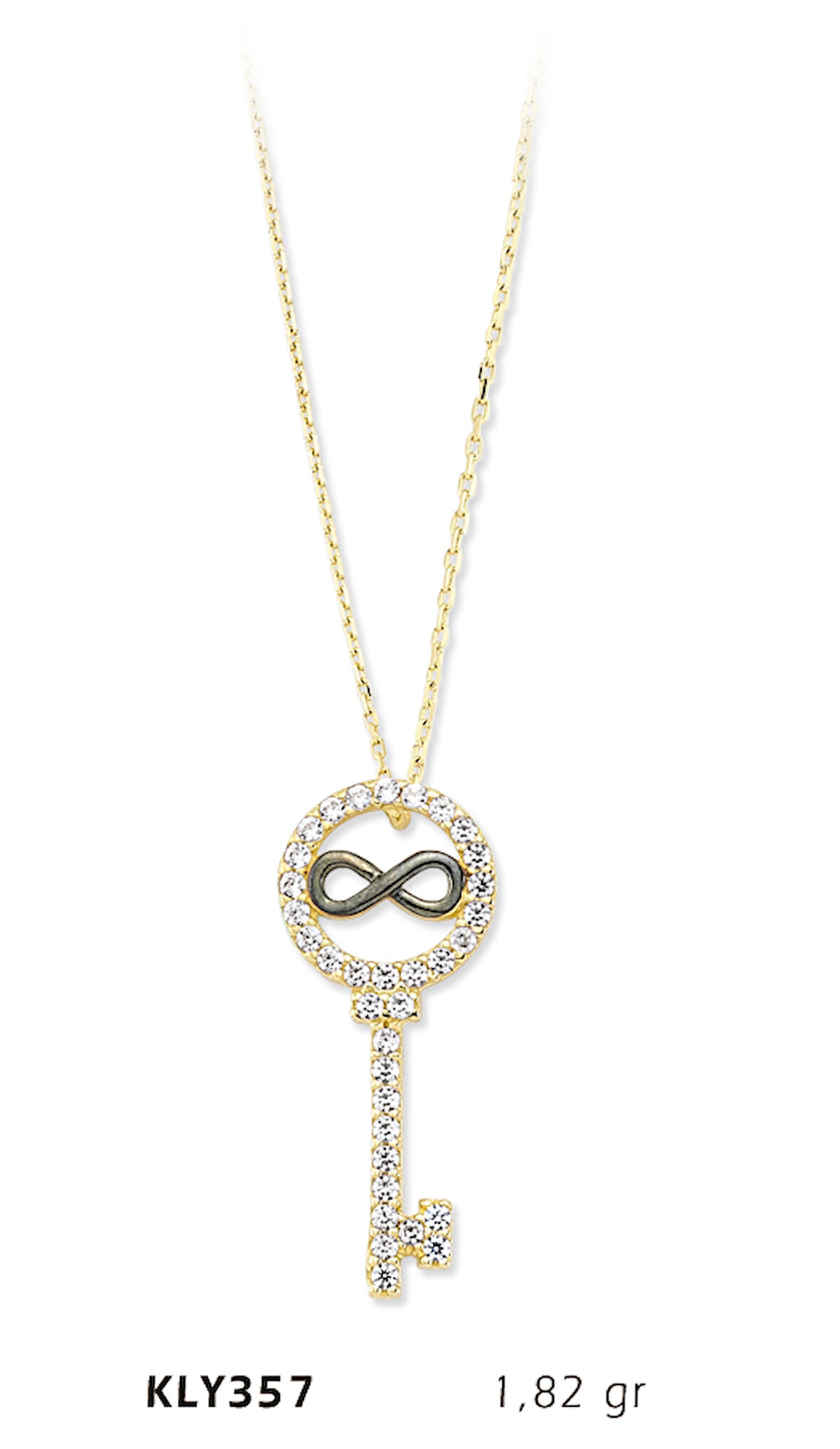 14 Ayar Altın Sonsuzluk Anahtar Kolye KLY357