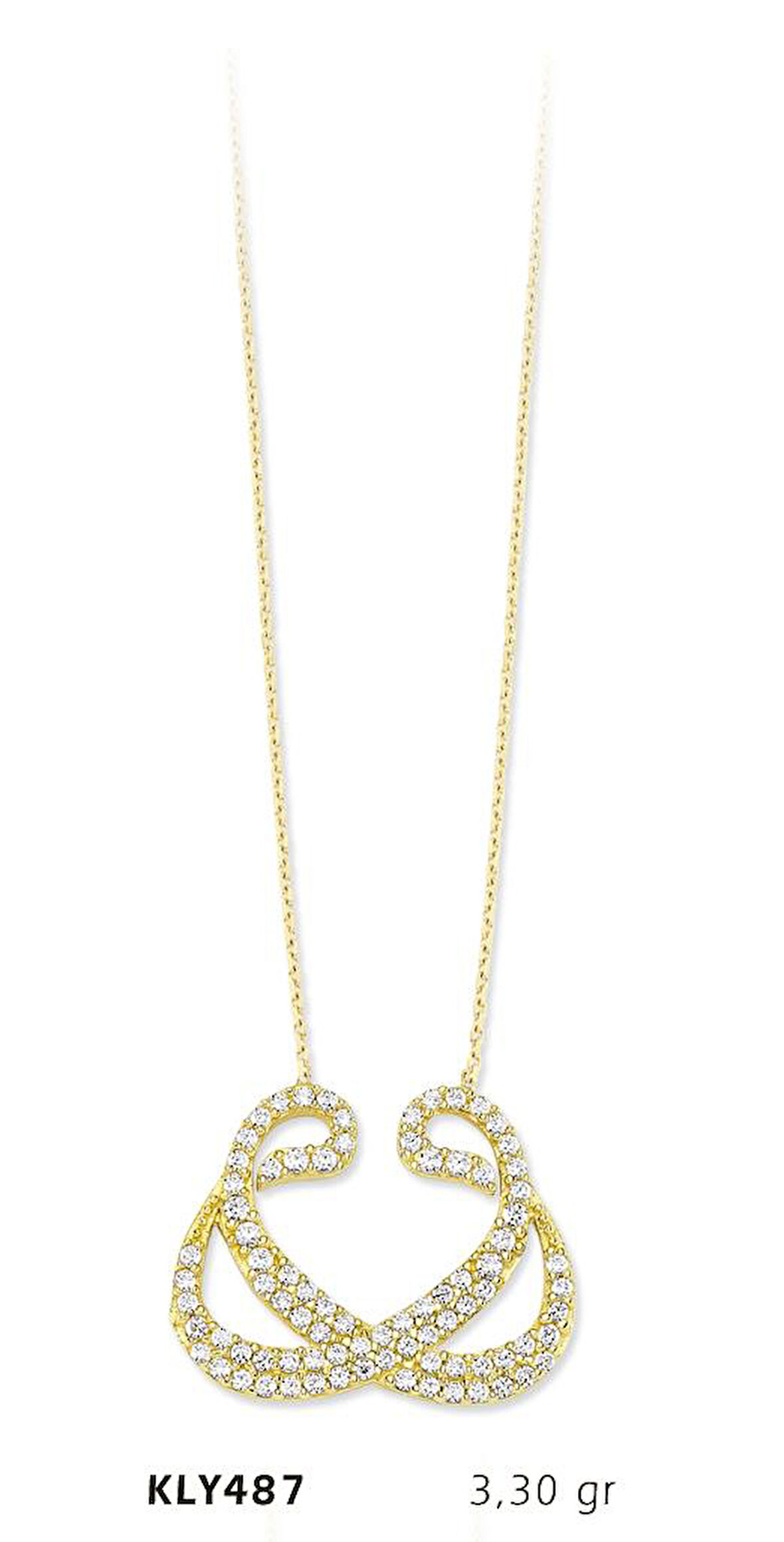 14 Ayar Altın Vav Kolye KLY487