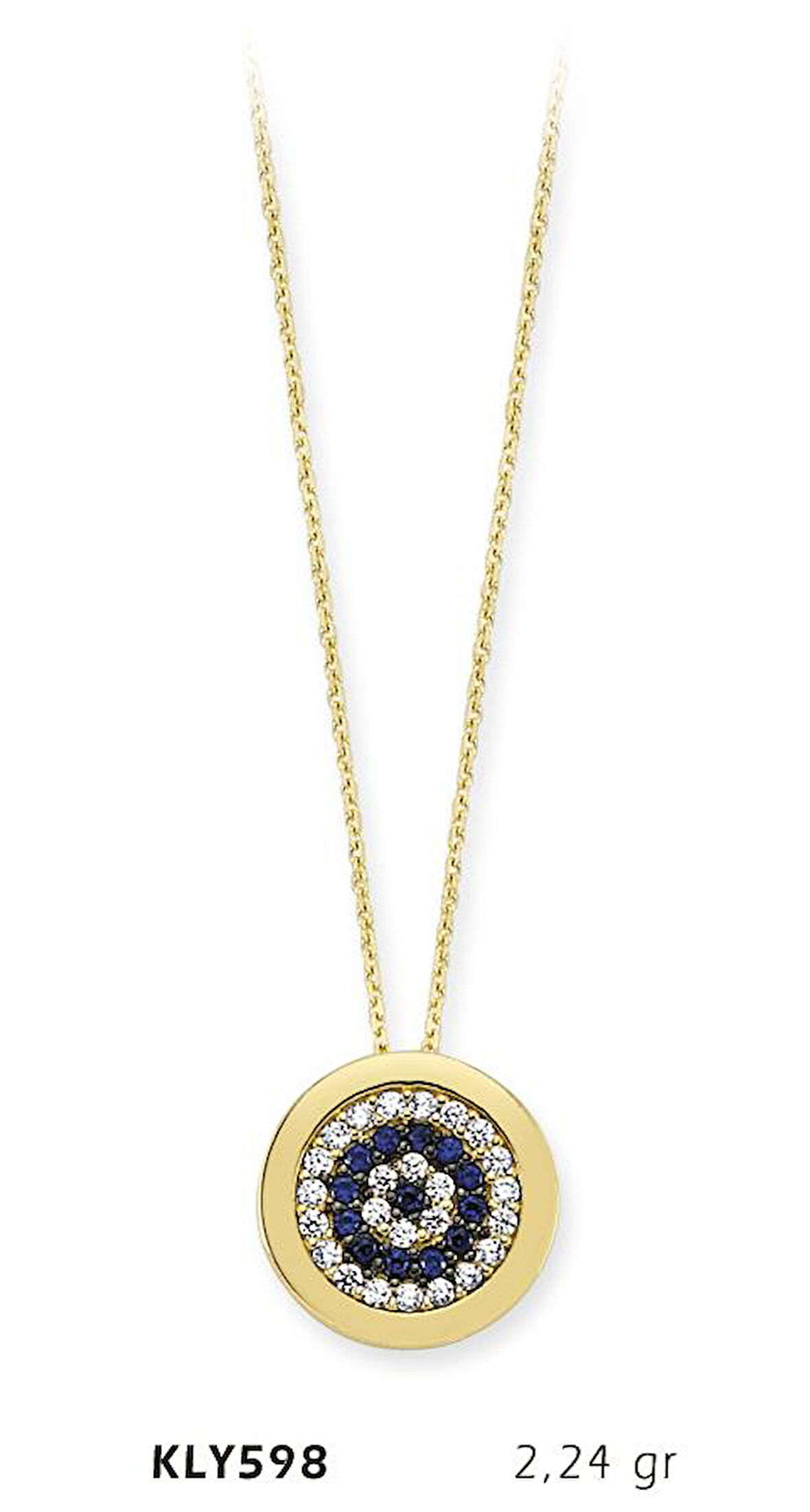 14 Ayar Altın Nazar Boncuğu Kolye KLY598