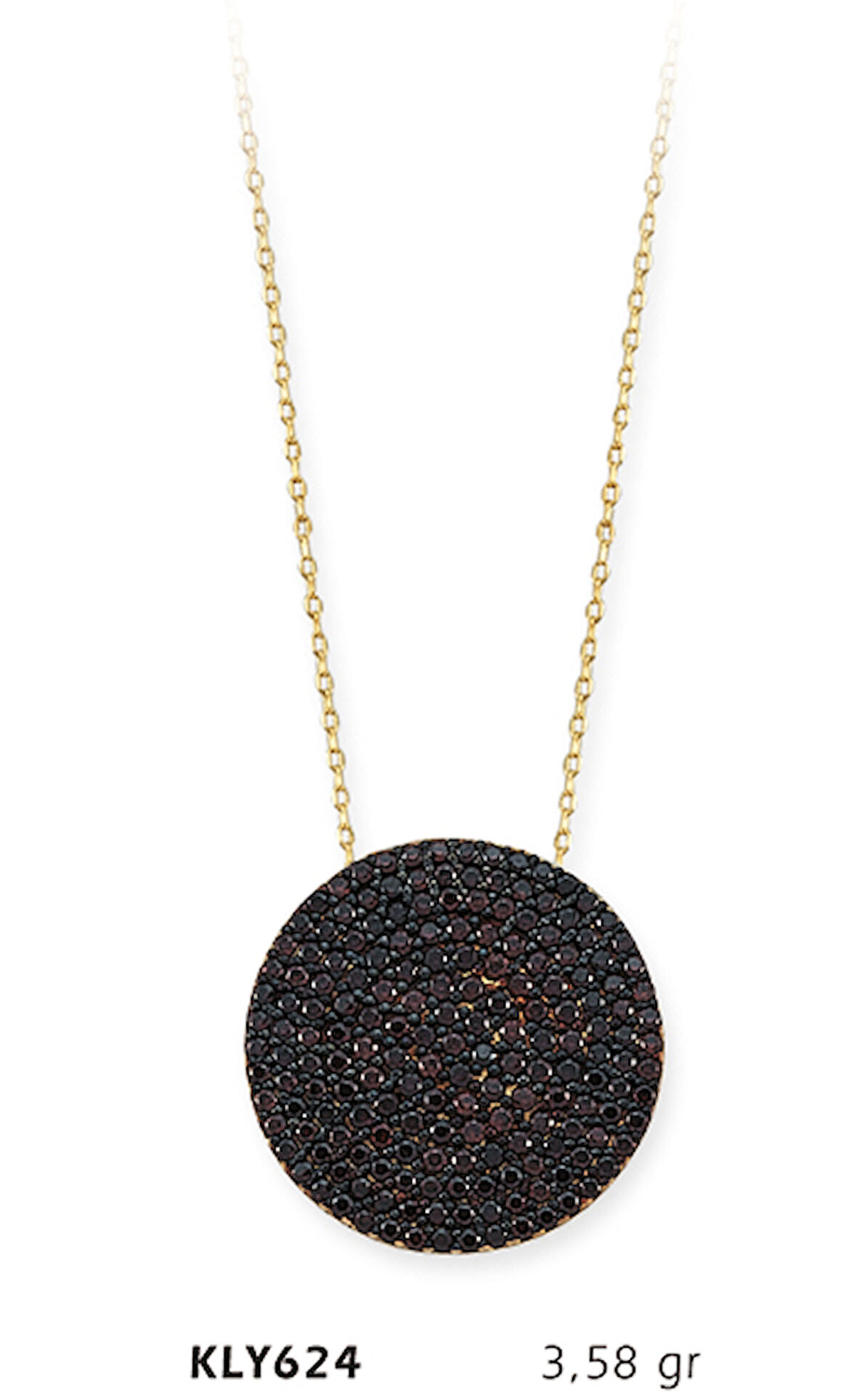 14 Ayar Altın Kahverengi Taşlı Kolye KLY624