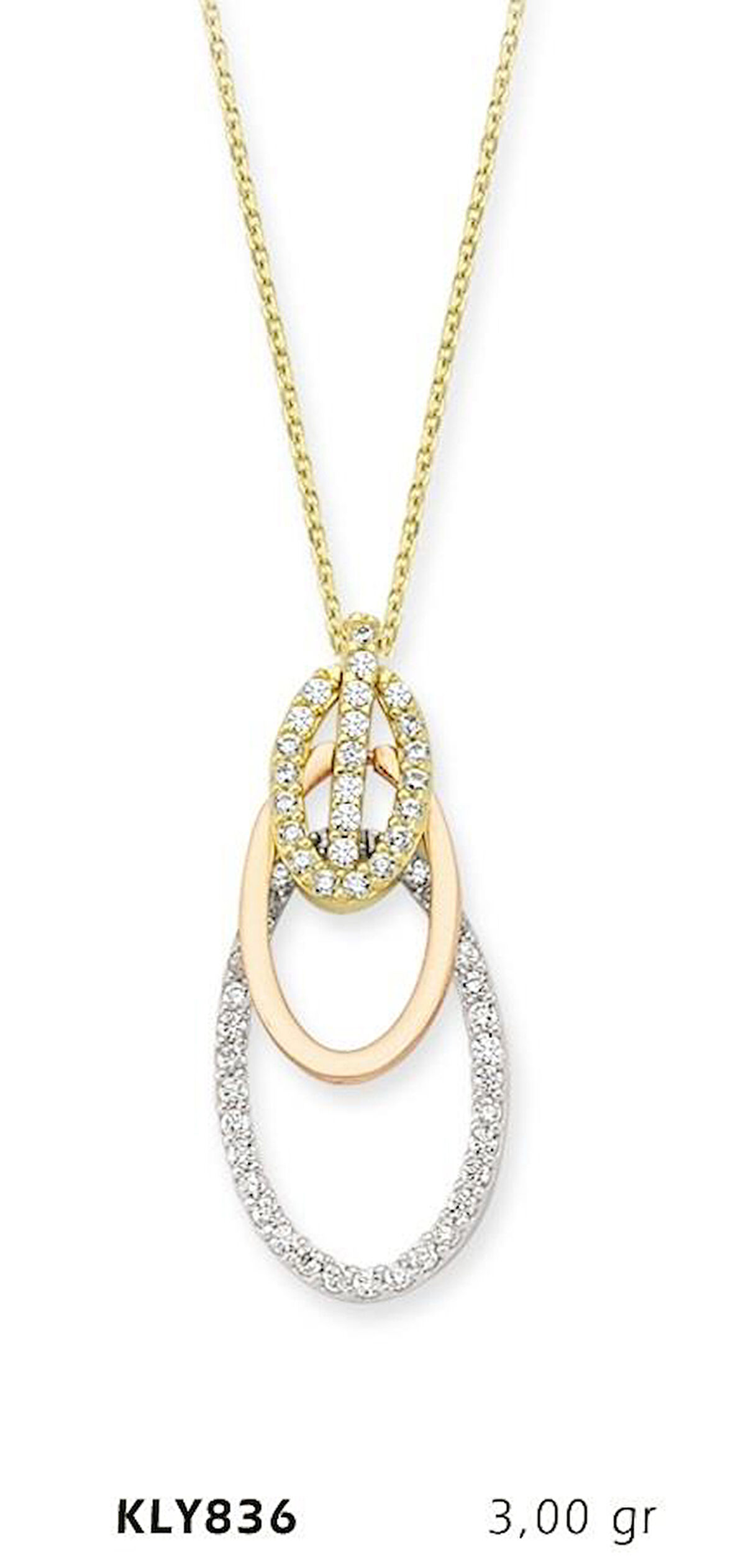 14 Ayar Altın Oval Kolye KLY836