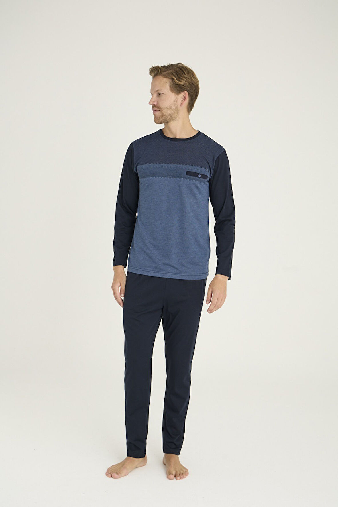 Erkek Pamuk Uzun Kol Pijama Takım