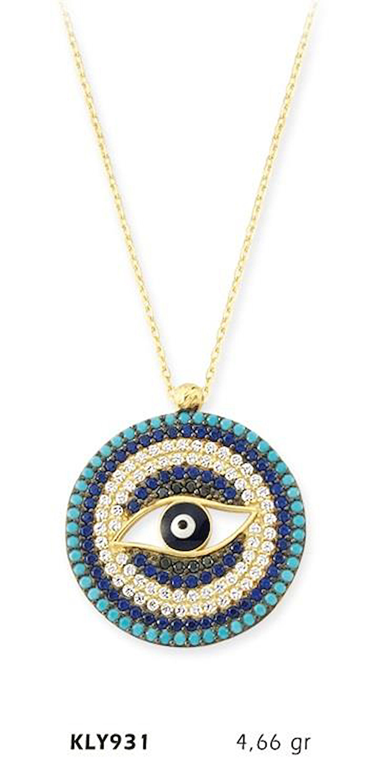 14 Ayar Altın Nazar Boncuğu Kolye KLY931