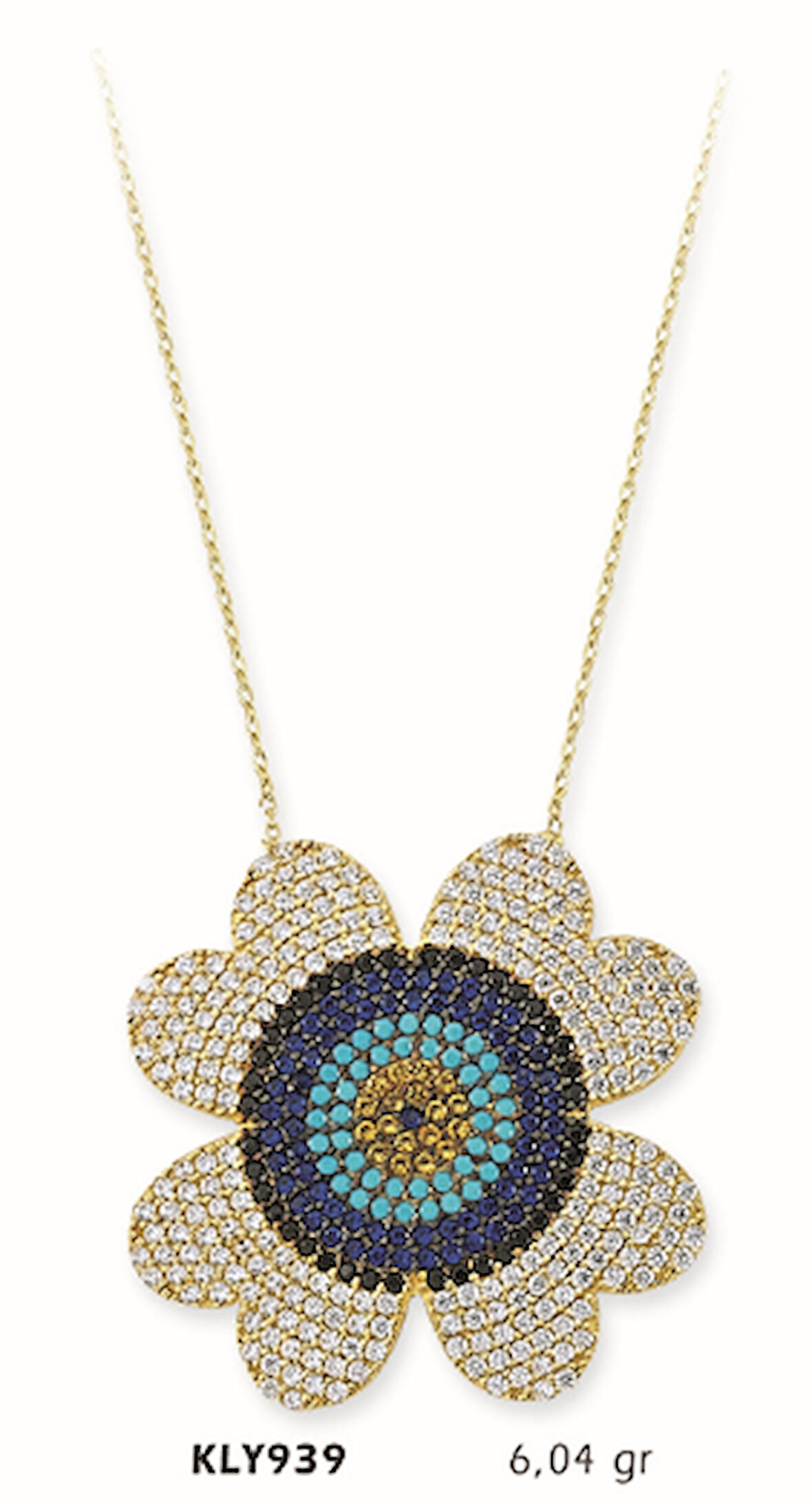 14 Ayar Altın Nazar Boncuğu Kolye KLY939