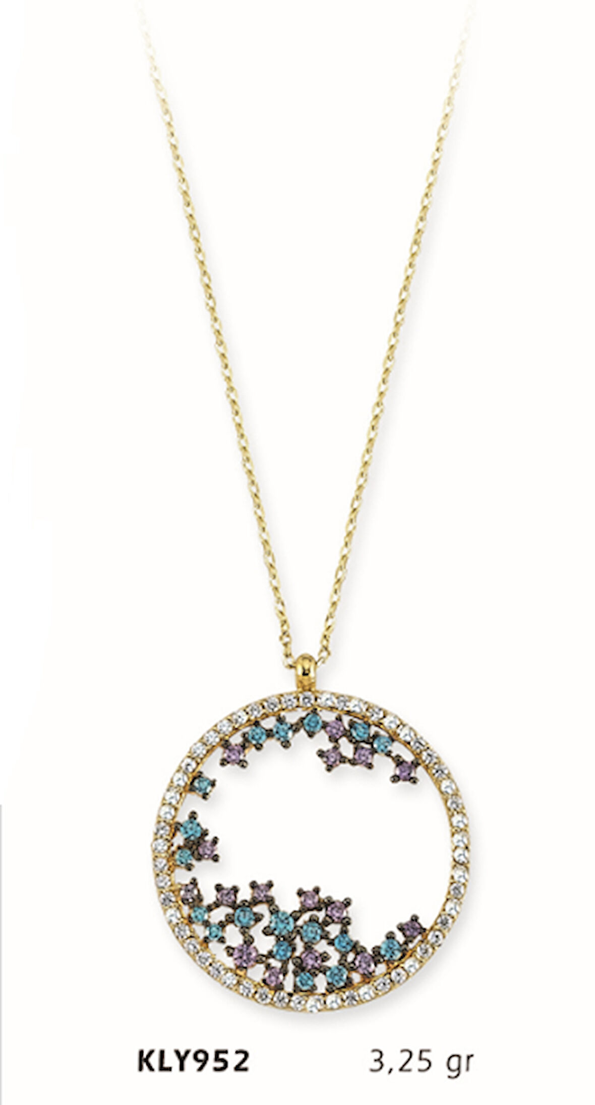 14 Ayar Altın Daire Kolye KLY952