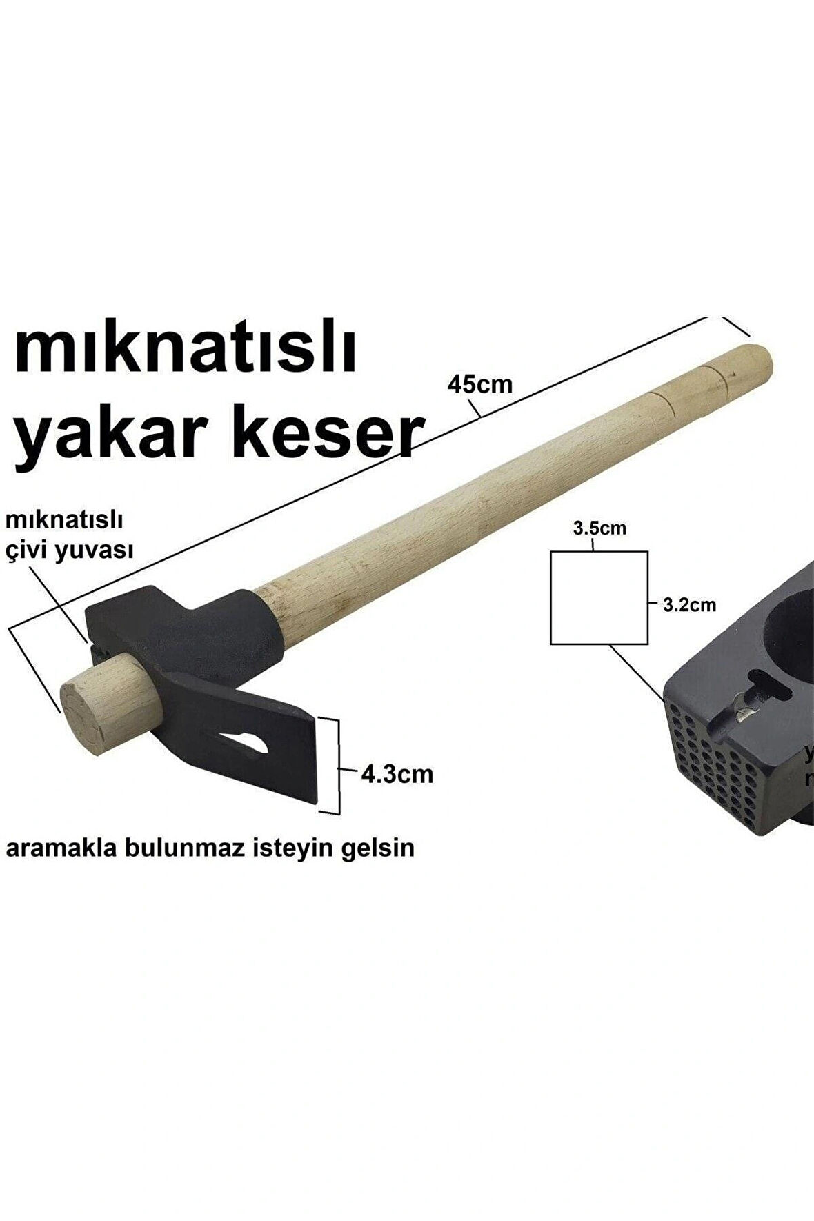 Yakar 1. Kalite Mıknatıslı Çelik Saplı Keser Dövme 400gr